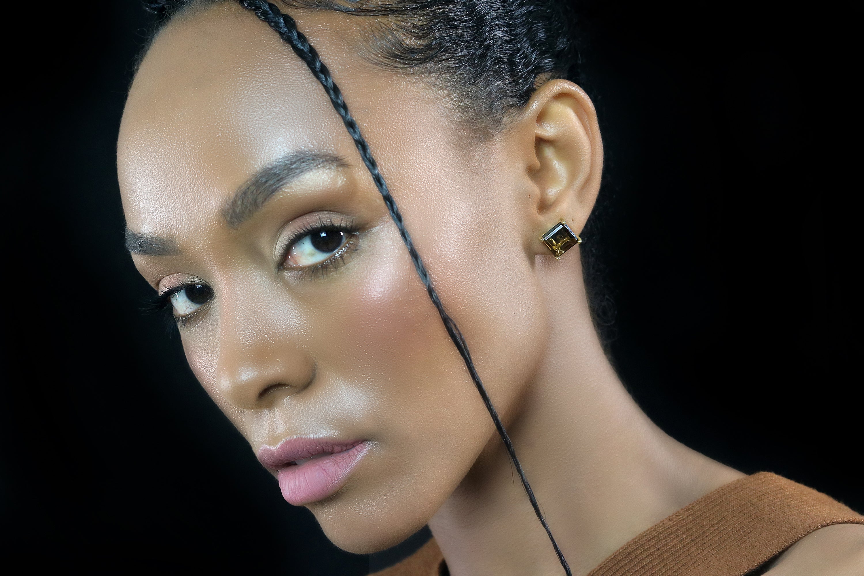 Lustrous Square Quartz Earrings in Gold Earrings Anemone Unique