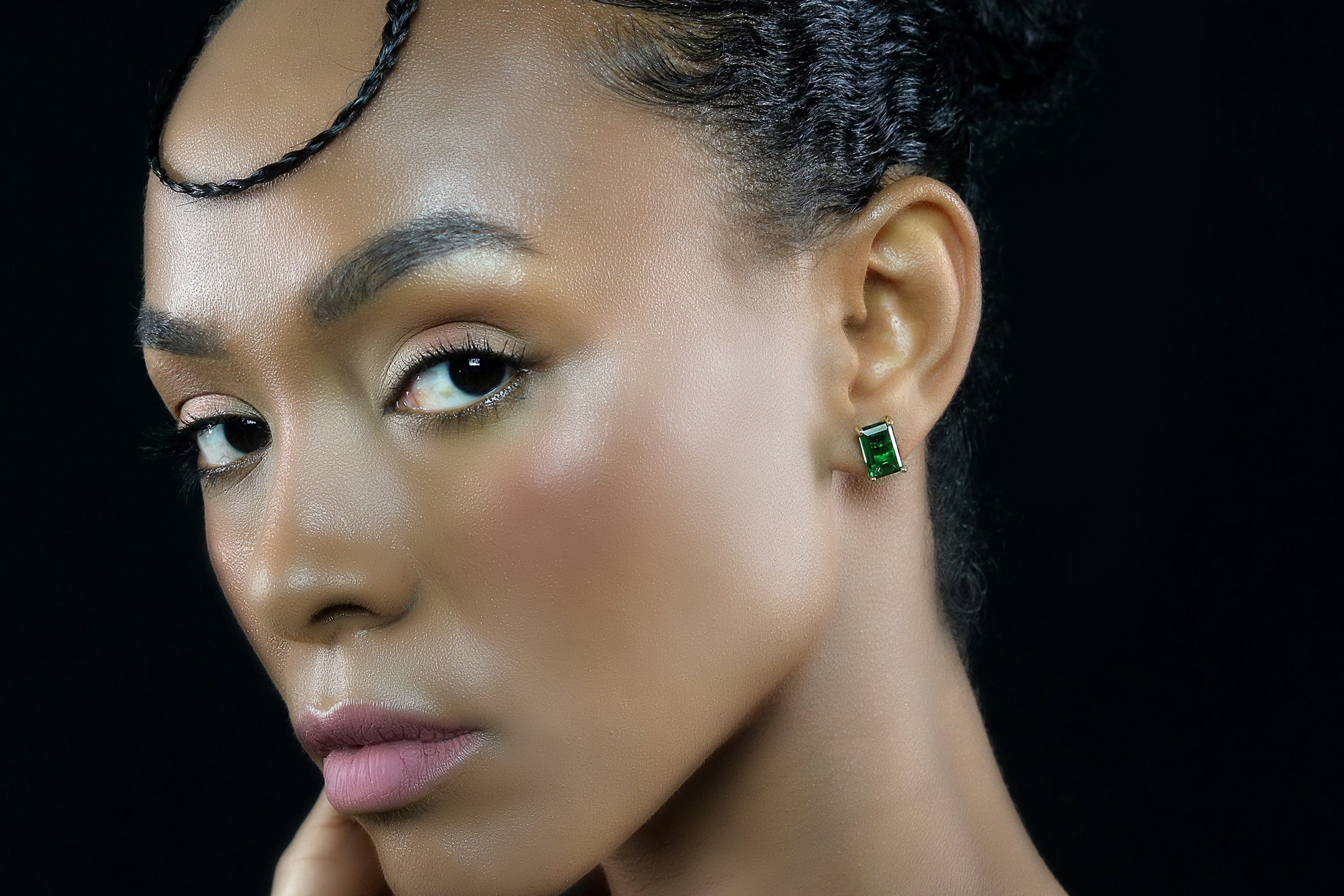 Green Emerald Stud Earrings in Gold Earrings Anemone Unique