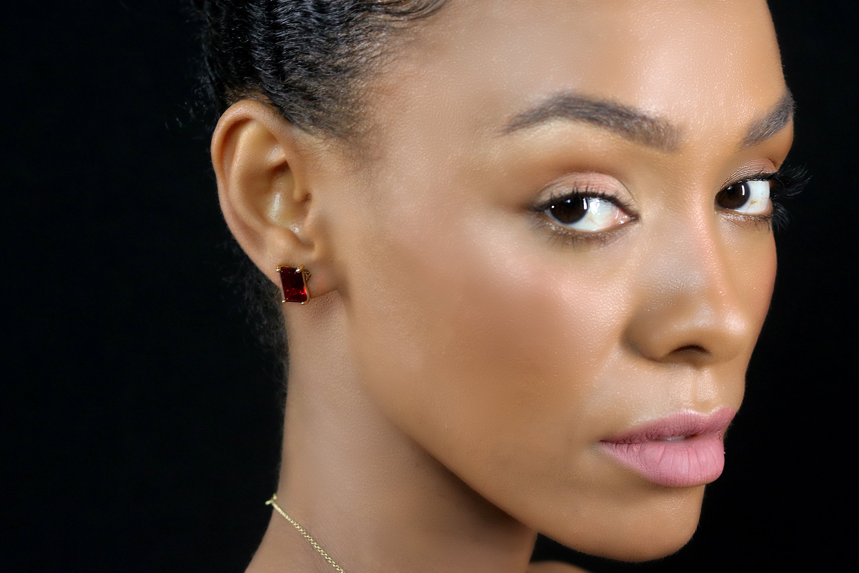 Garnet Gold Stud Earrings Earrings Anemone Unique