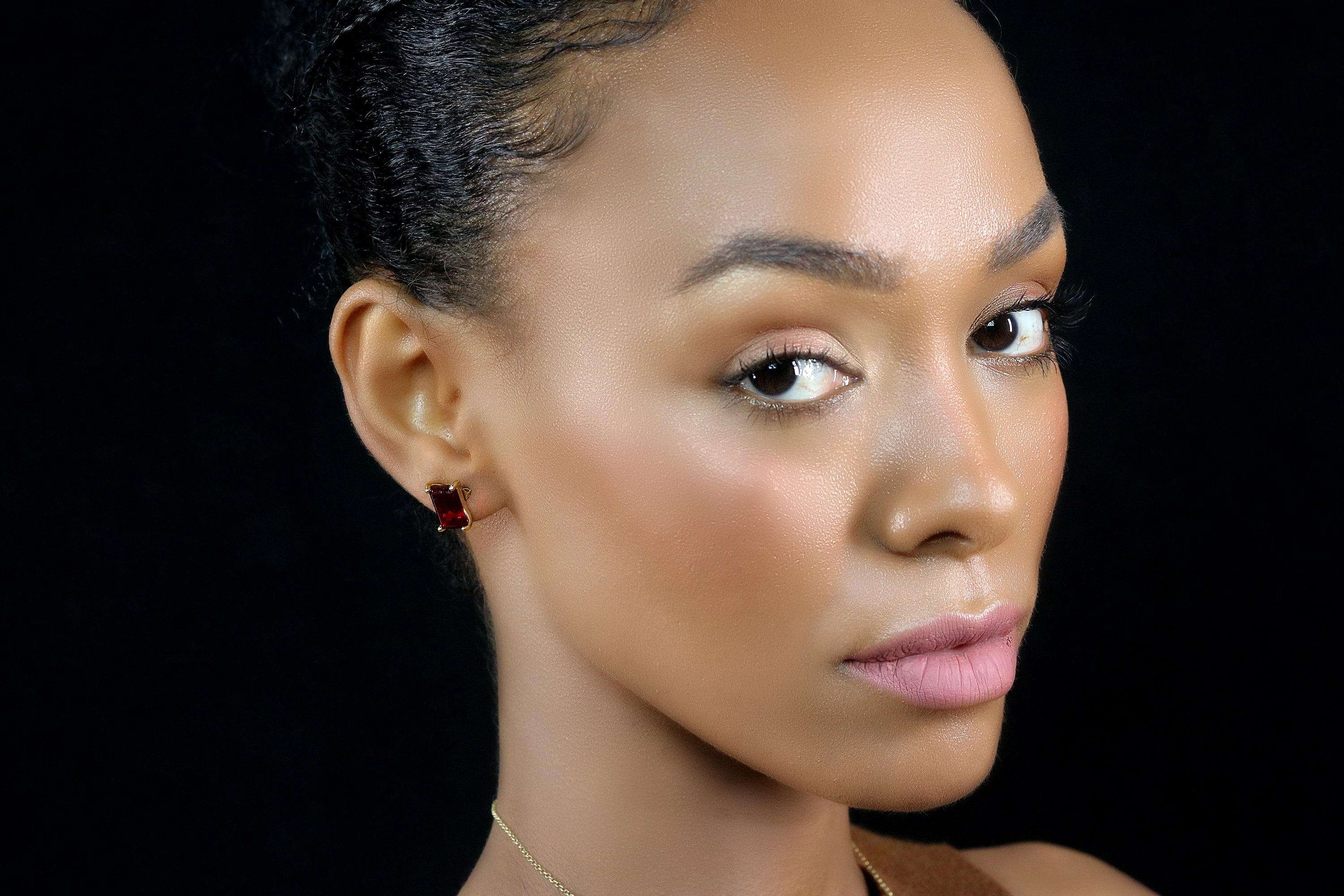 Garnet Gold Stud Earrings Earrings Anemone Unique