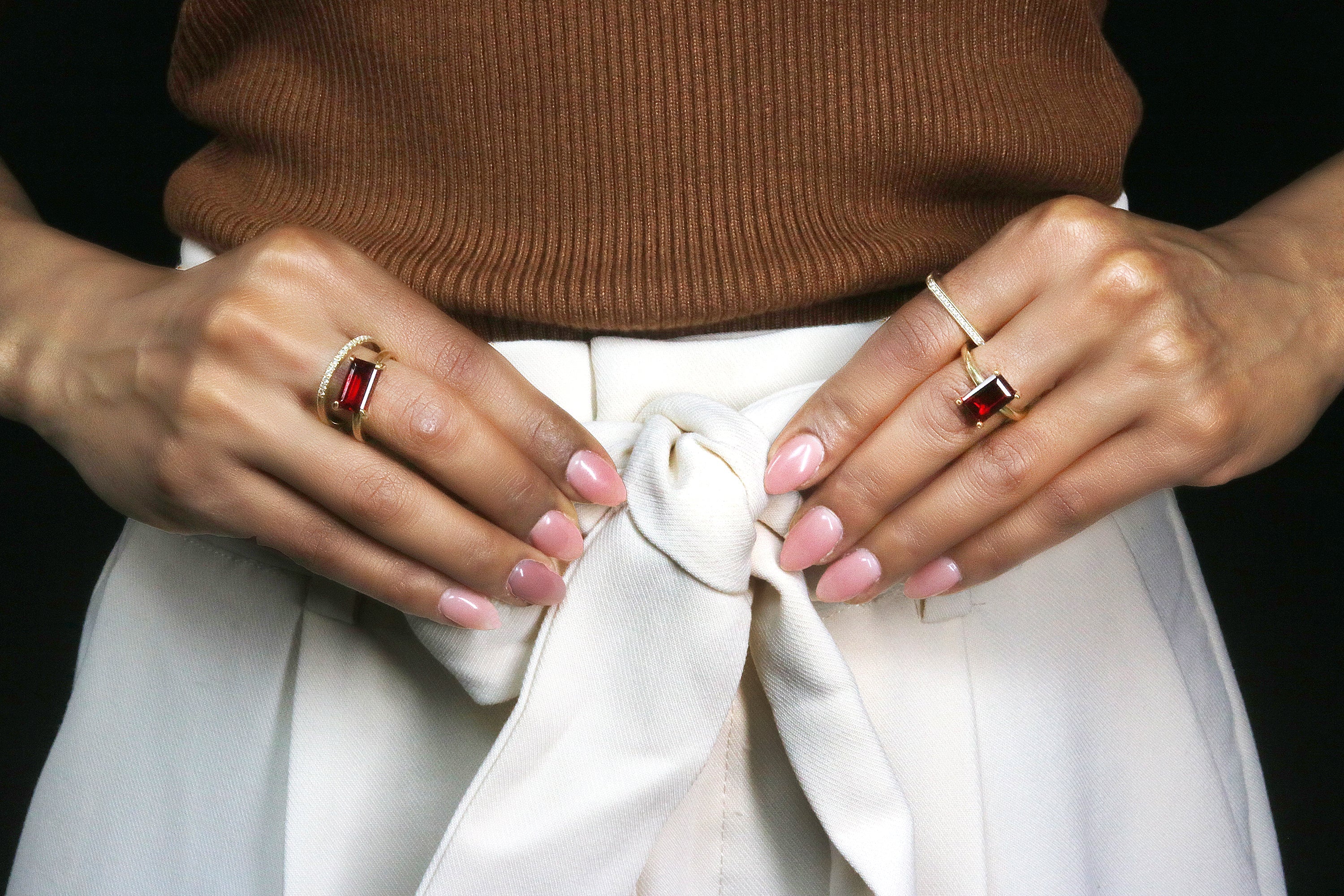 Unique 14K Gold Filled Garnet Ring Rings Anemone Unique