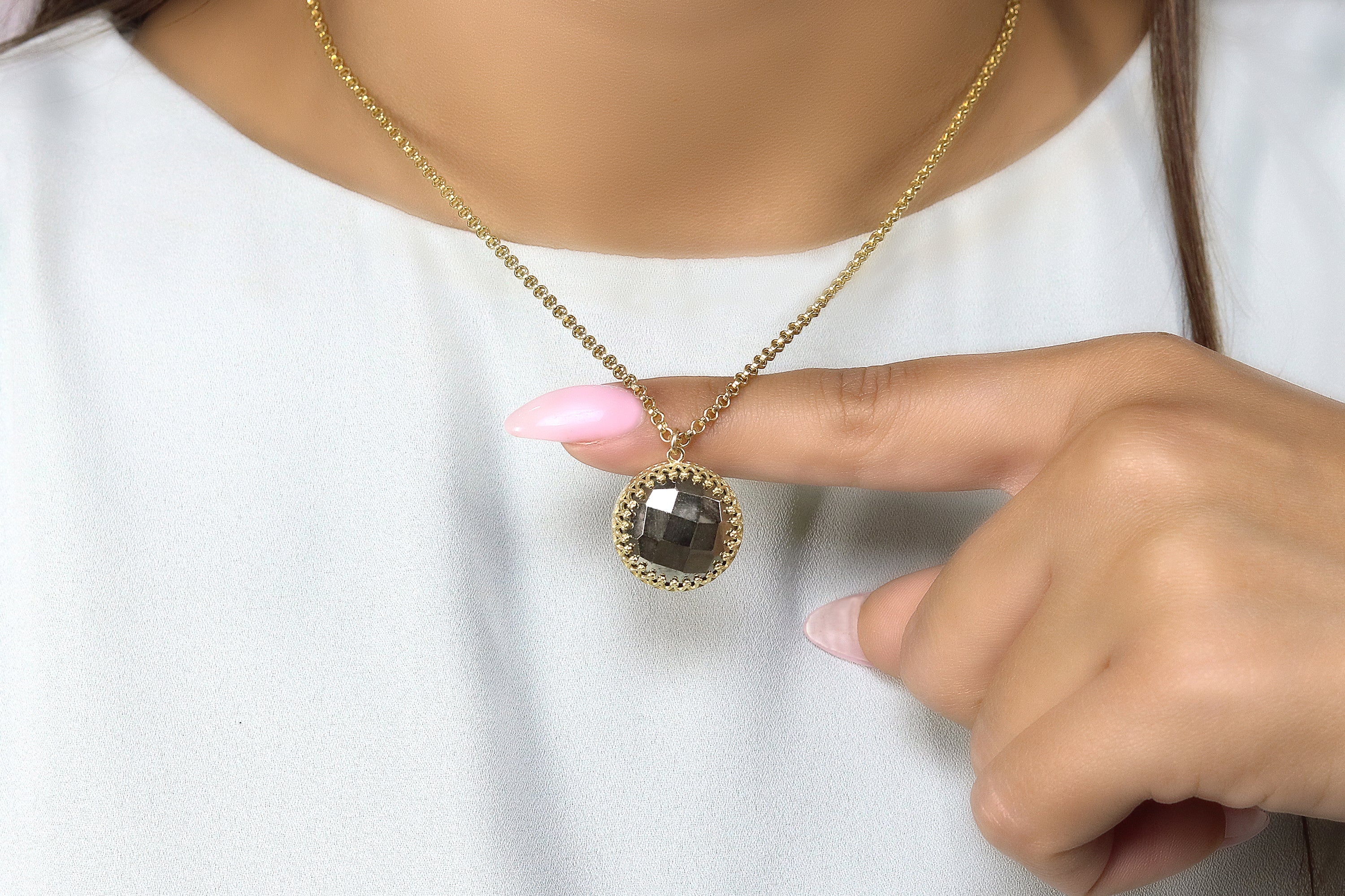 Unique Pyrite Crystal Necklace in Gold necklaces Anemone Jewelry