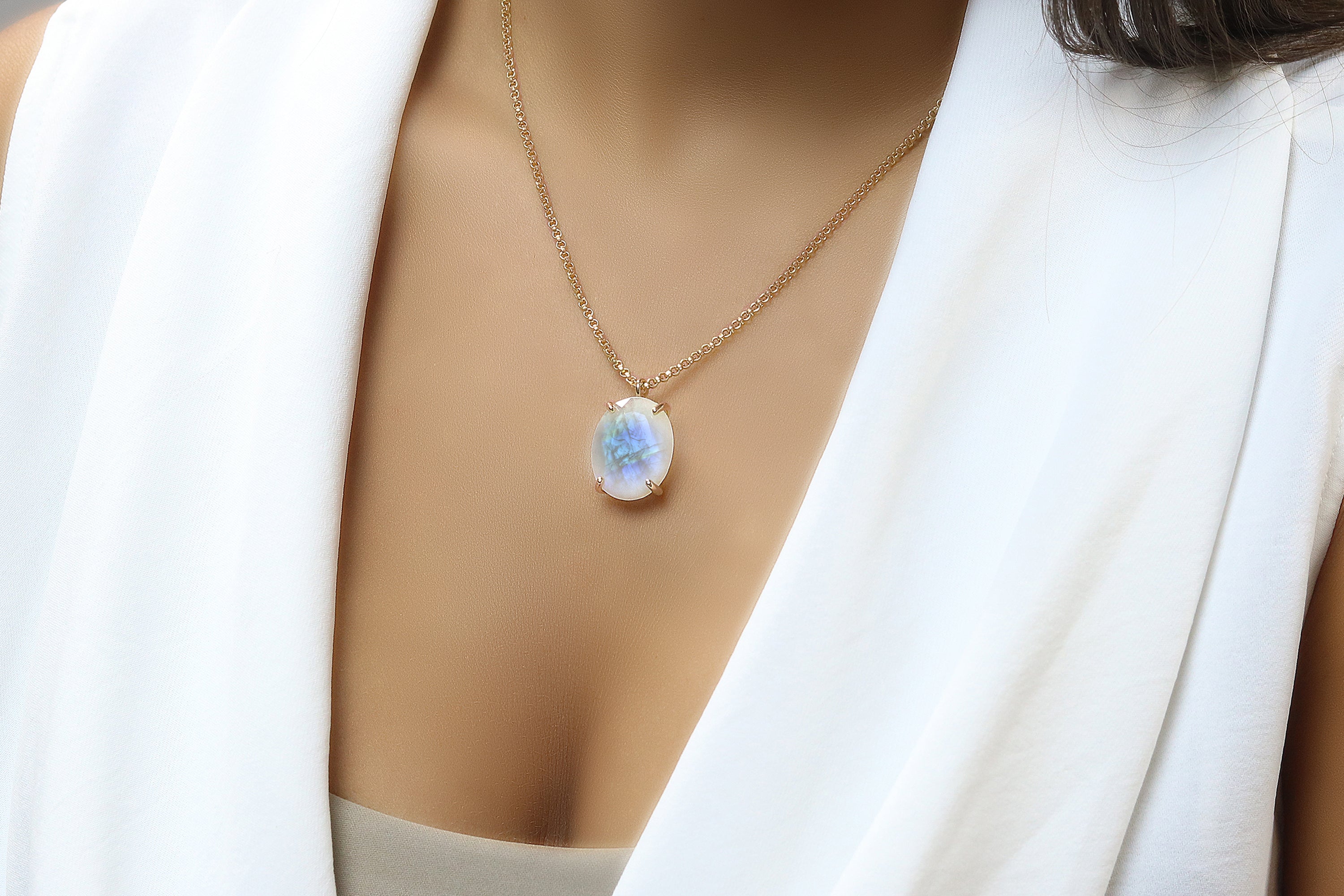 Handcrafted Rose Gold Moonstone Pendant Necklace necklaces Anemone Jewelry