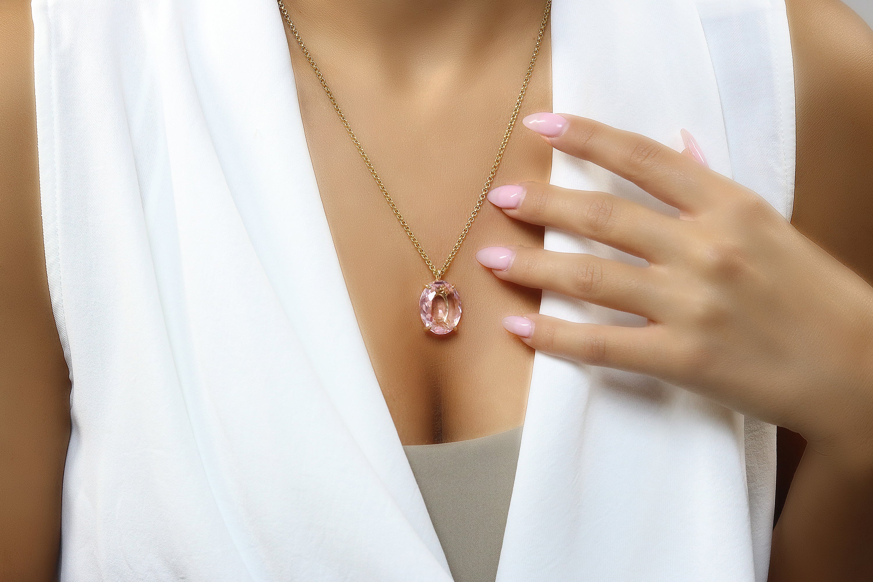 Charming Rose Quartz Gold Filled Necklace necklaces Anemone Jewelry