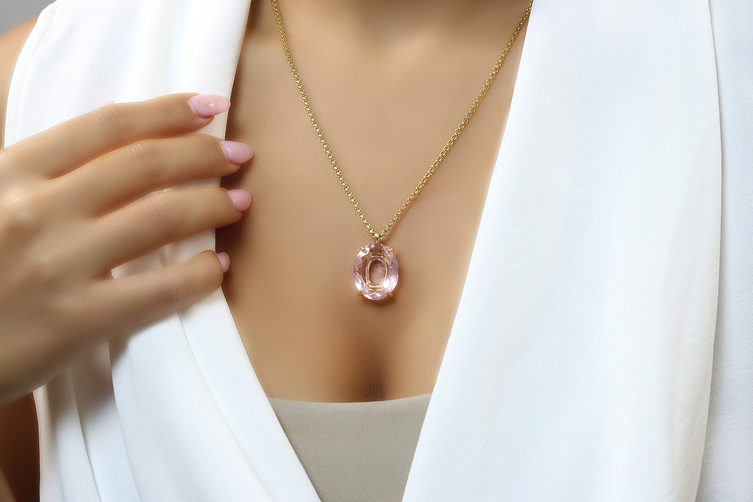 Charming Rose Quartz Gold Filled Necklace necklaces Anemone Jewelry