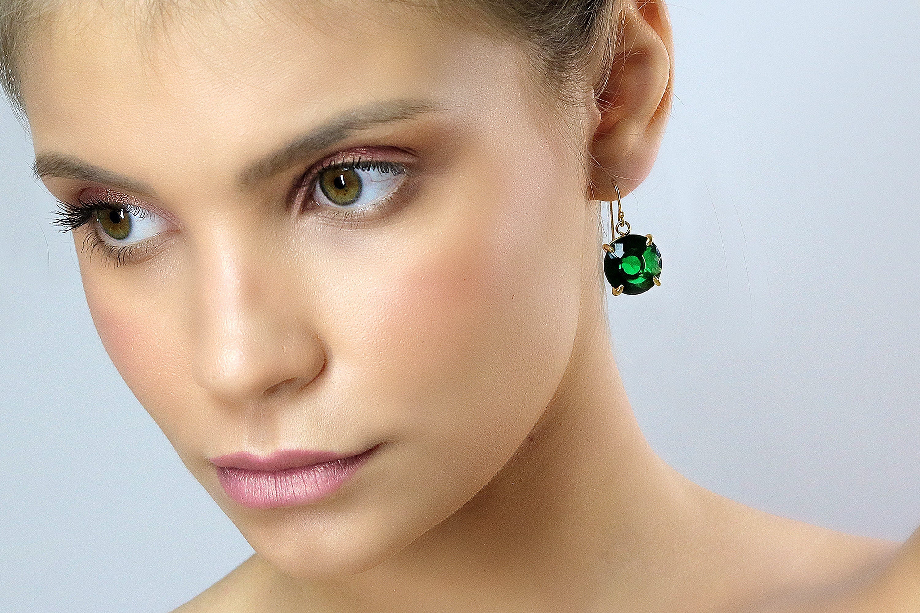 Statement Dangling Emerald Jewelry Gold Earrings Earrings Anemone Jewelry