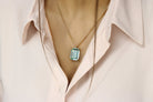 Rectangle Blue Topaz Rose Gold Necklace necklaces Anemone Jewelry