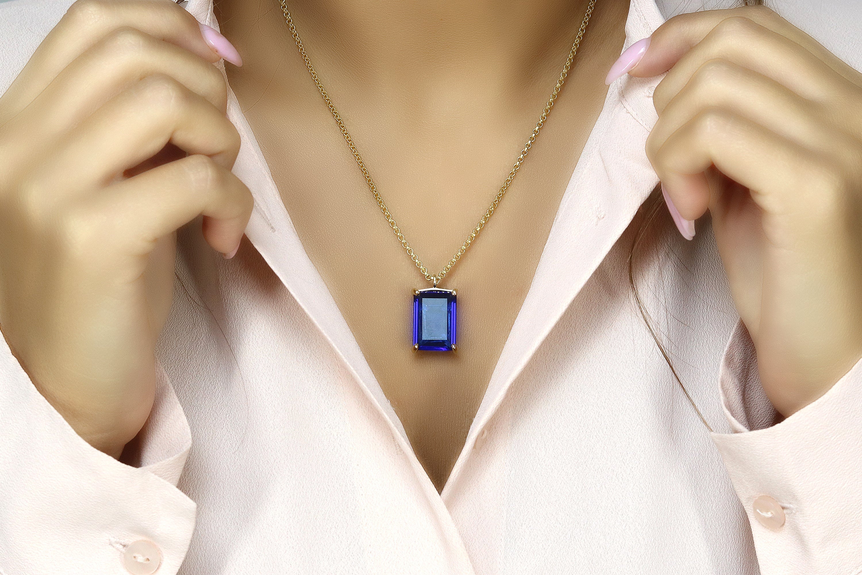 Statement 925 Sterling Silver Sapphire Necklace necklaces Anemone Jewelry