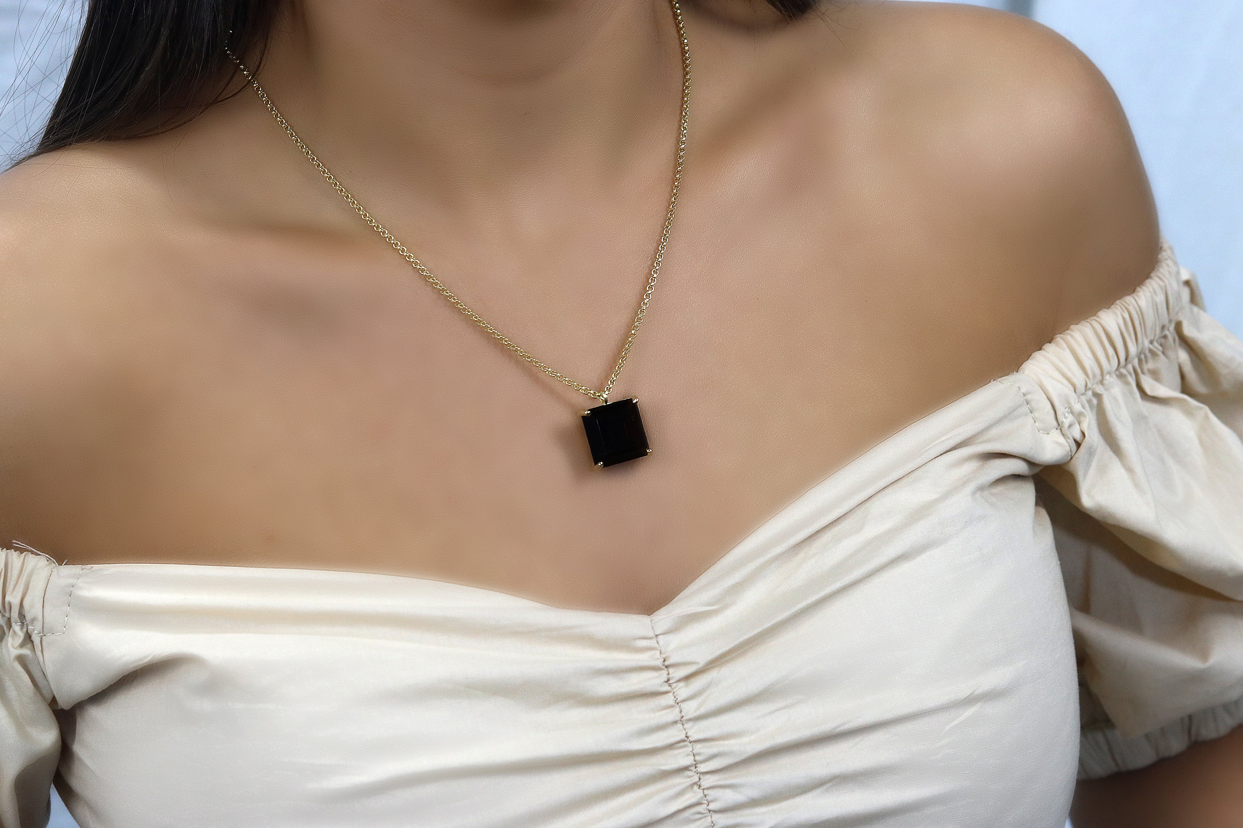 Statement Black Onyx Necklace in 14k Gold Filled necklaces Anemone Jewelry