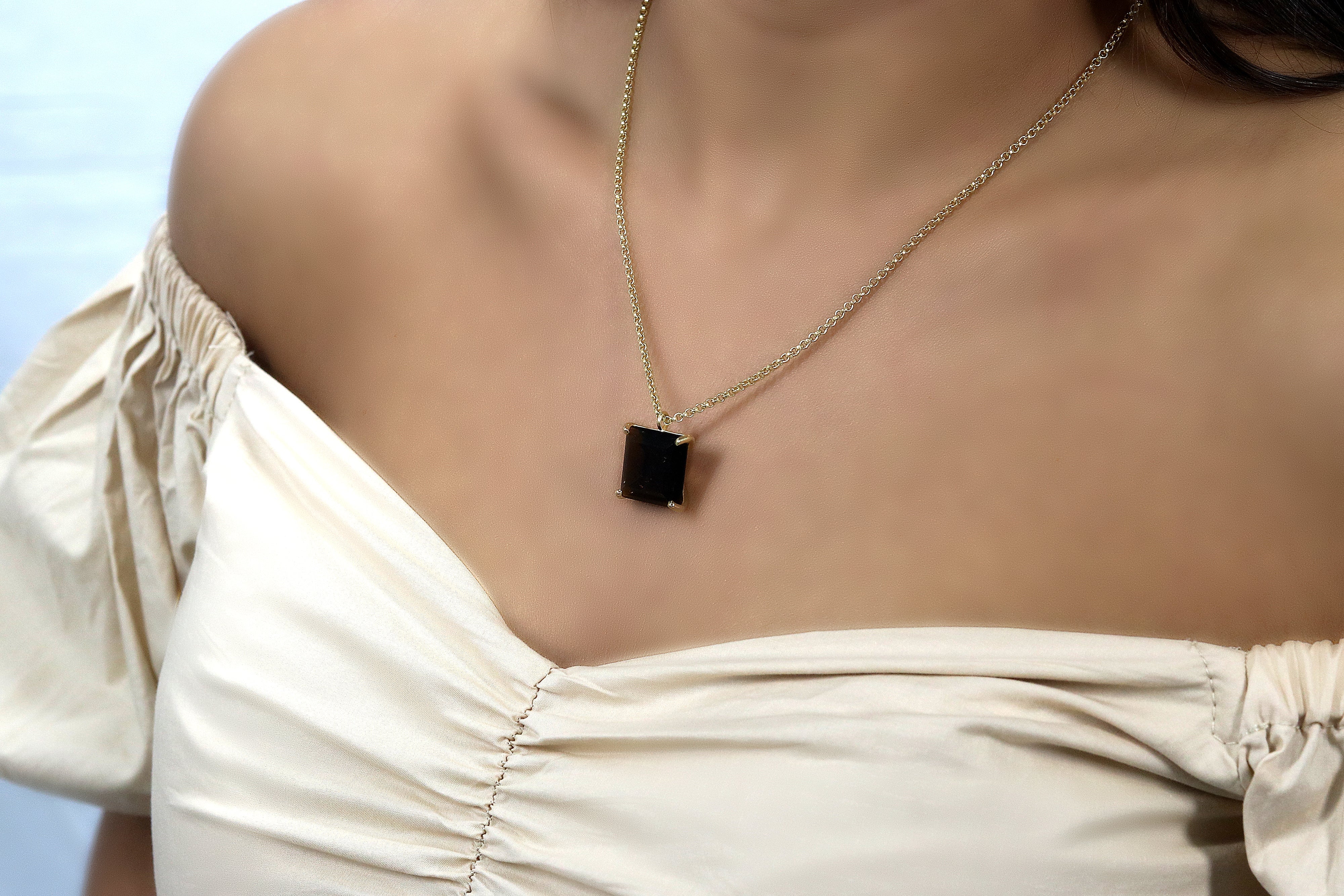 Statement Black Onyx Necklace in 14k Gold Filled necklaces Anemone Jewelry