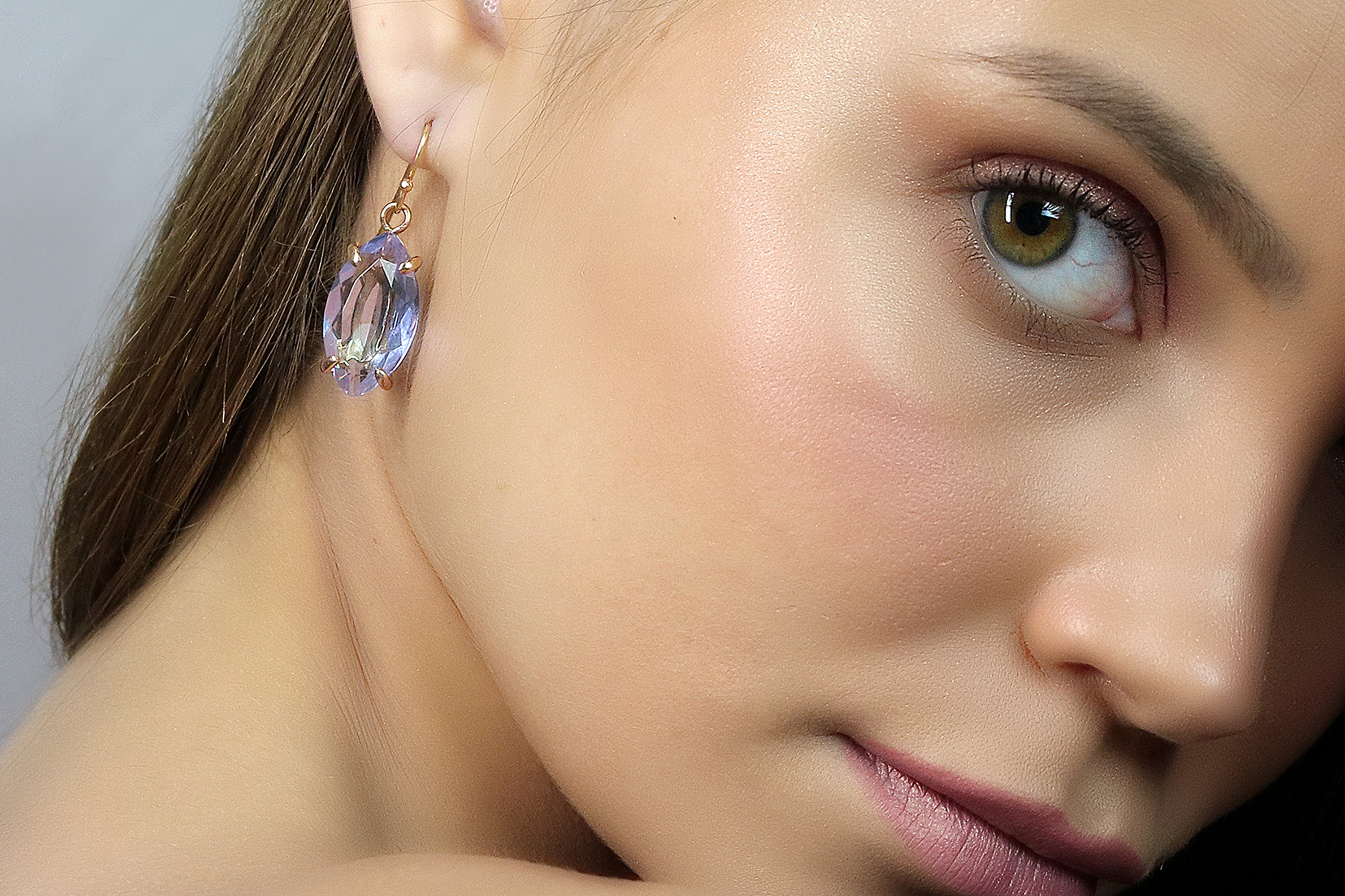 Statement Long Drop Gold Tanzanite Earrings Earrings Anemone Jewelry