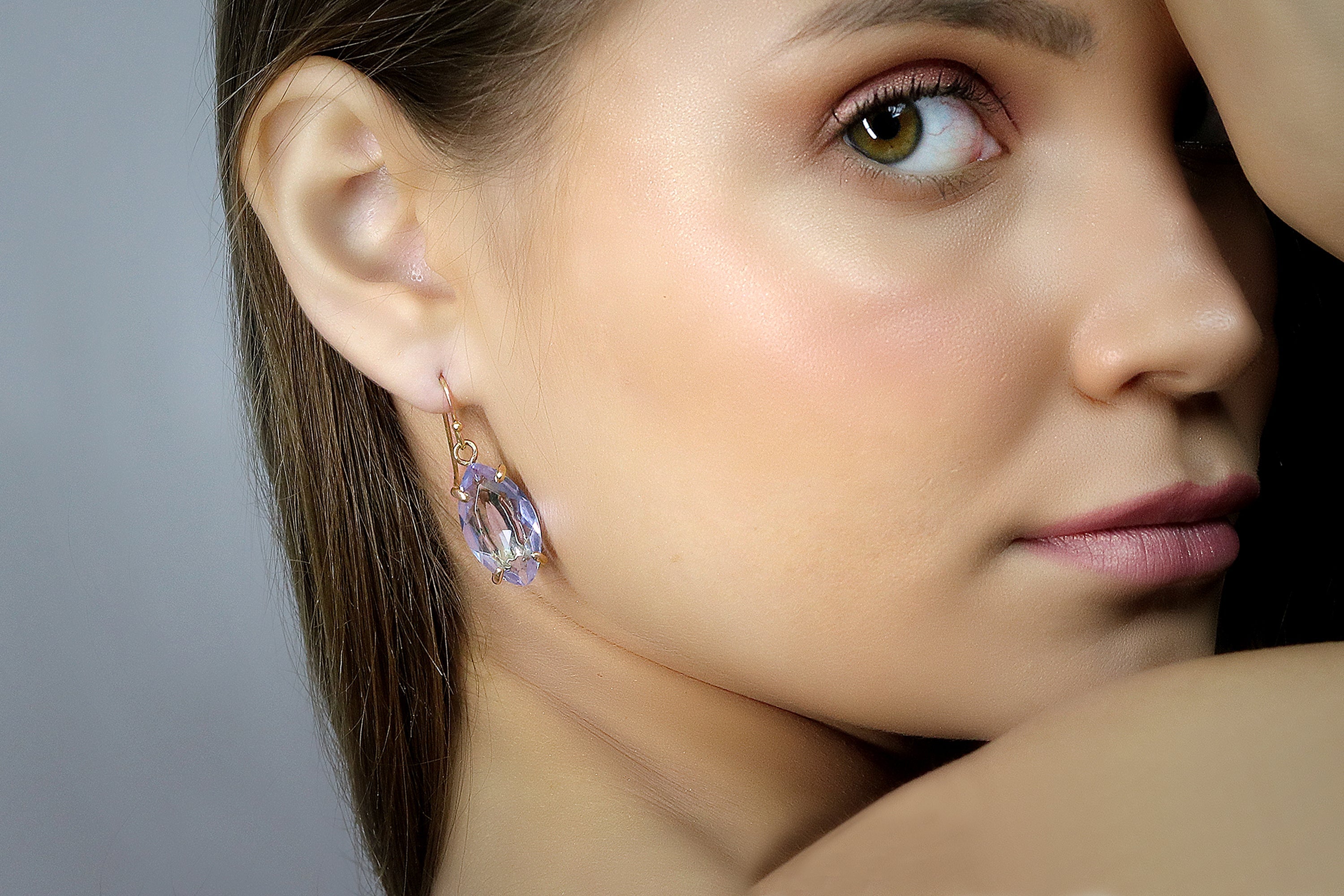 Statement Long Drop Gold Tanzanite Earrings Earrings Anemone Jewelry