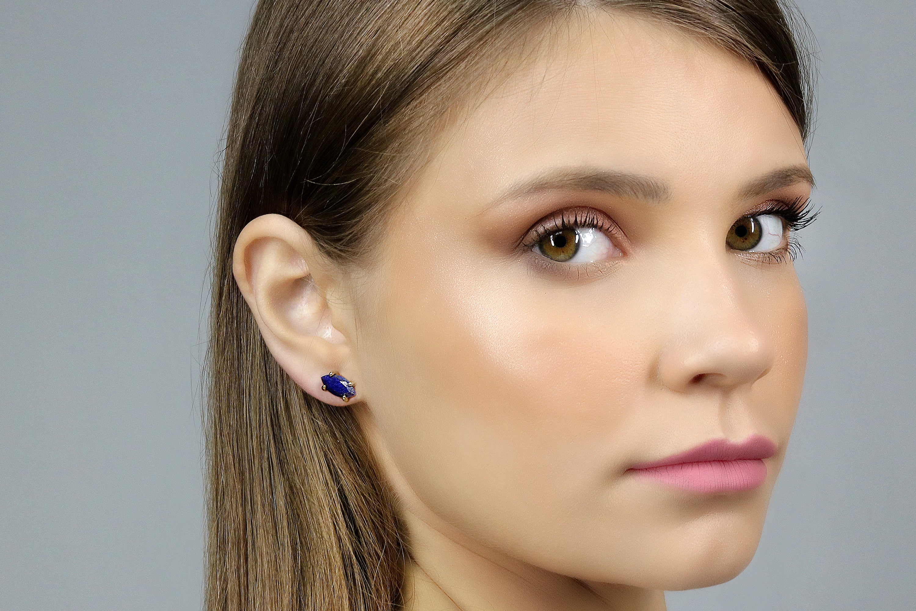 Gold Marquise Lapis Lazuli Earrings Earrings Anemone Unique