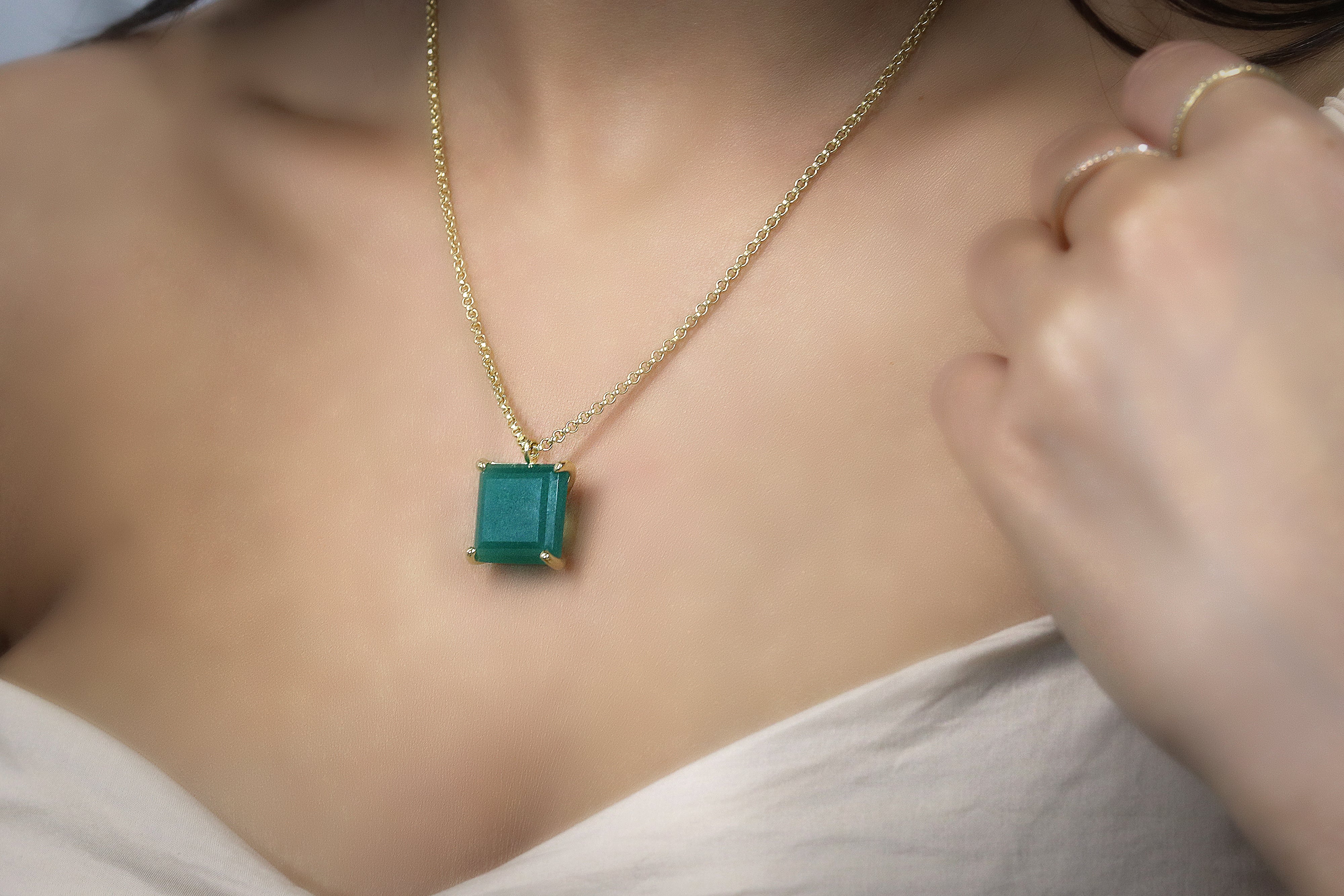 Artisan Green Onyx Necklace for Women necklaces Anemone Jewelry