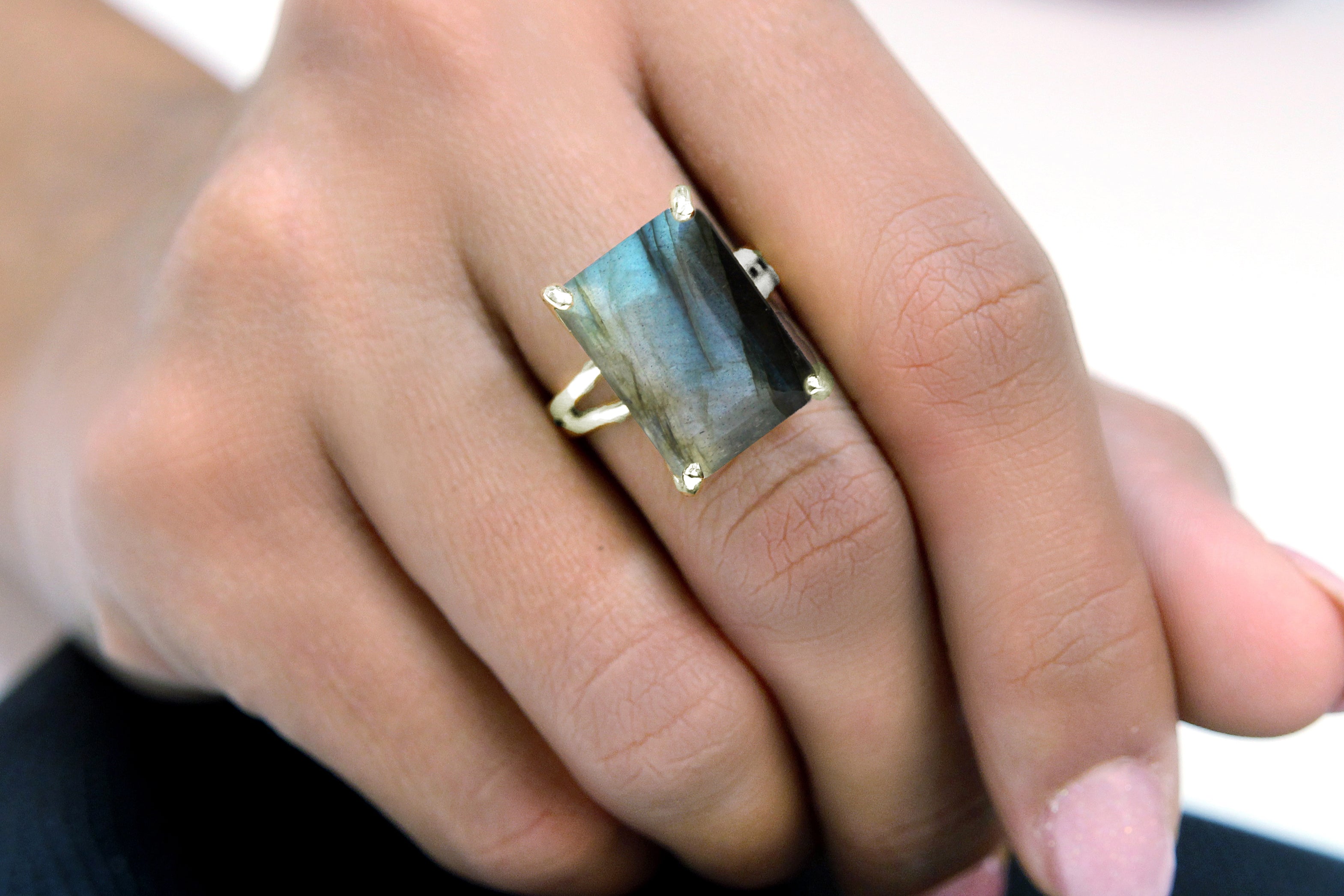 13x18mm Labradorite in 925 Sterling Silver Ring Rings Anemone Jewelry