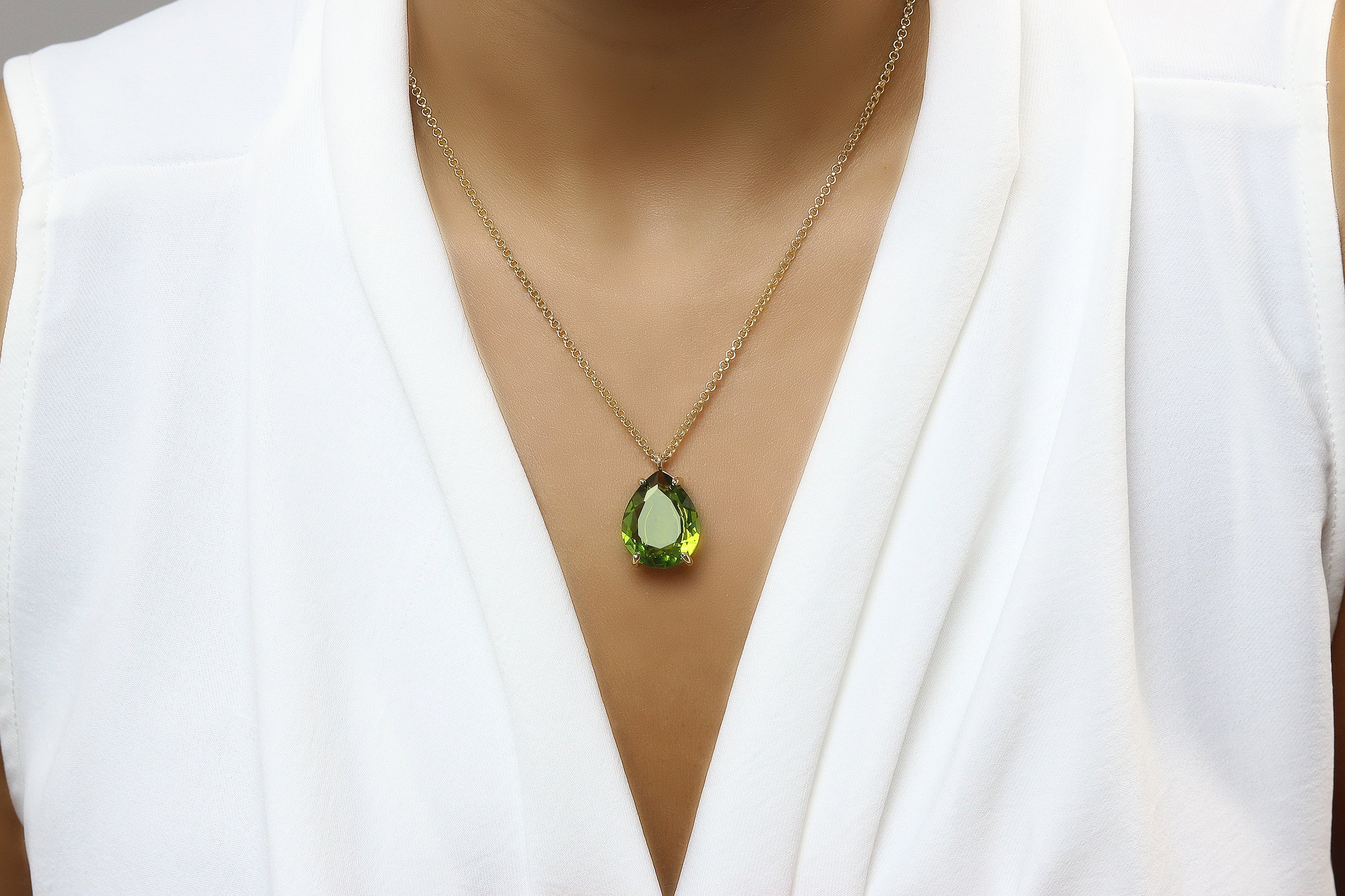 Gold Peridot Necklace necklaces Anemone Jewelry