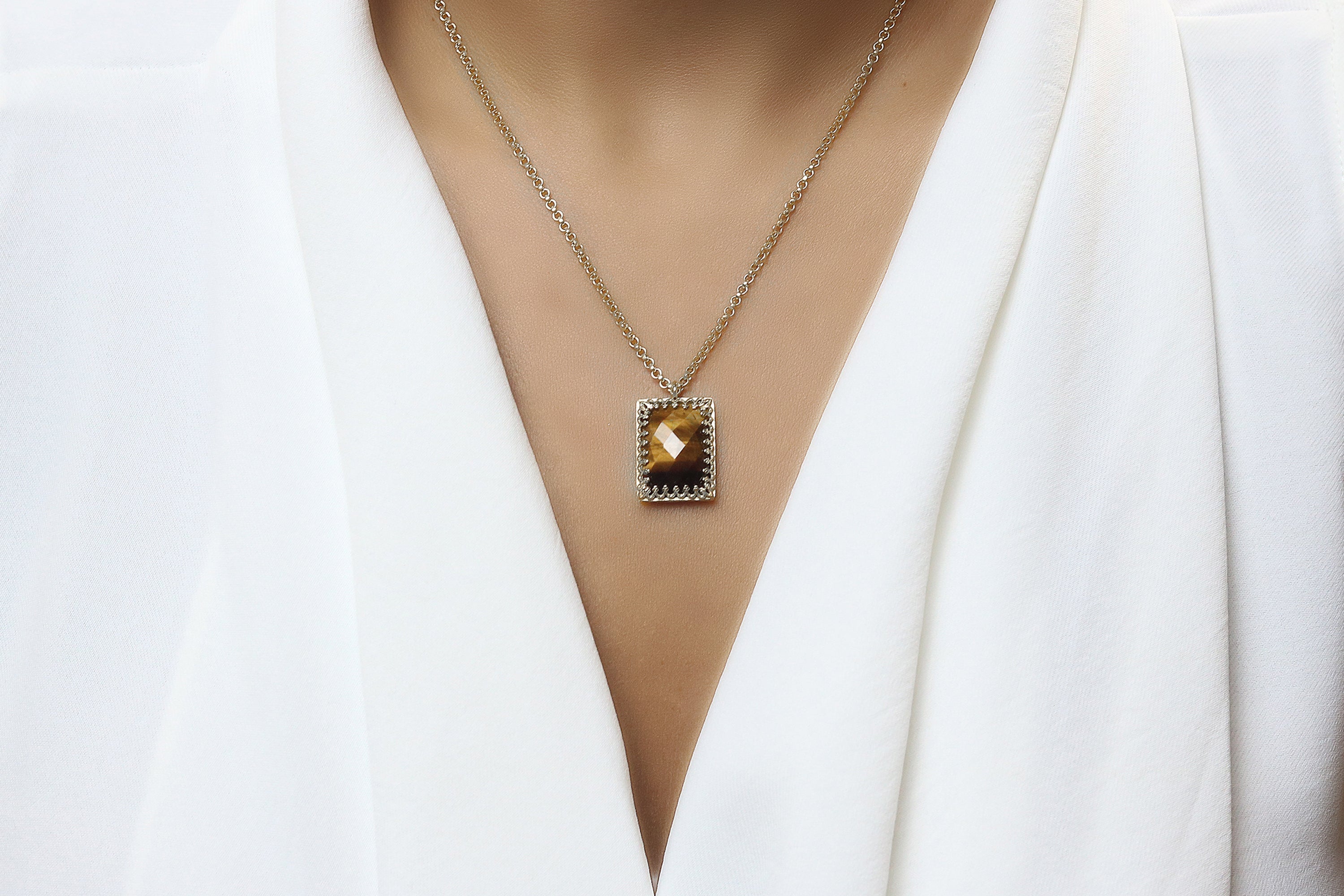 Stylish Tiger Eye Gold Filled Necklace necklaces Anemone Jewelry