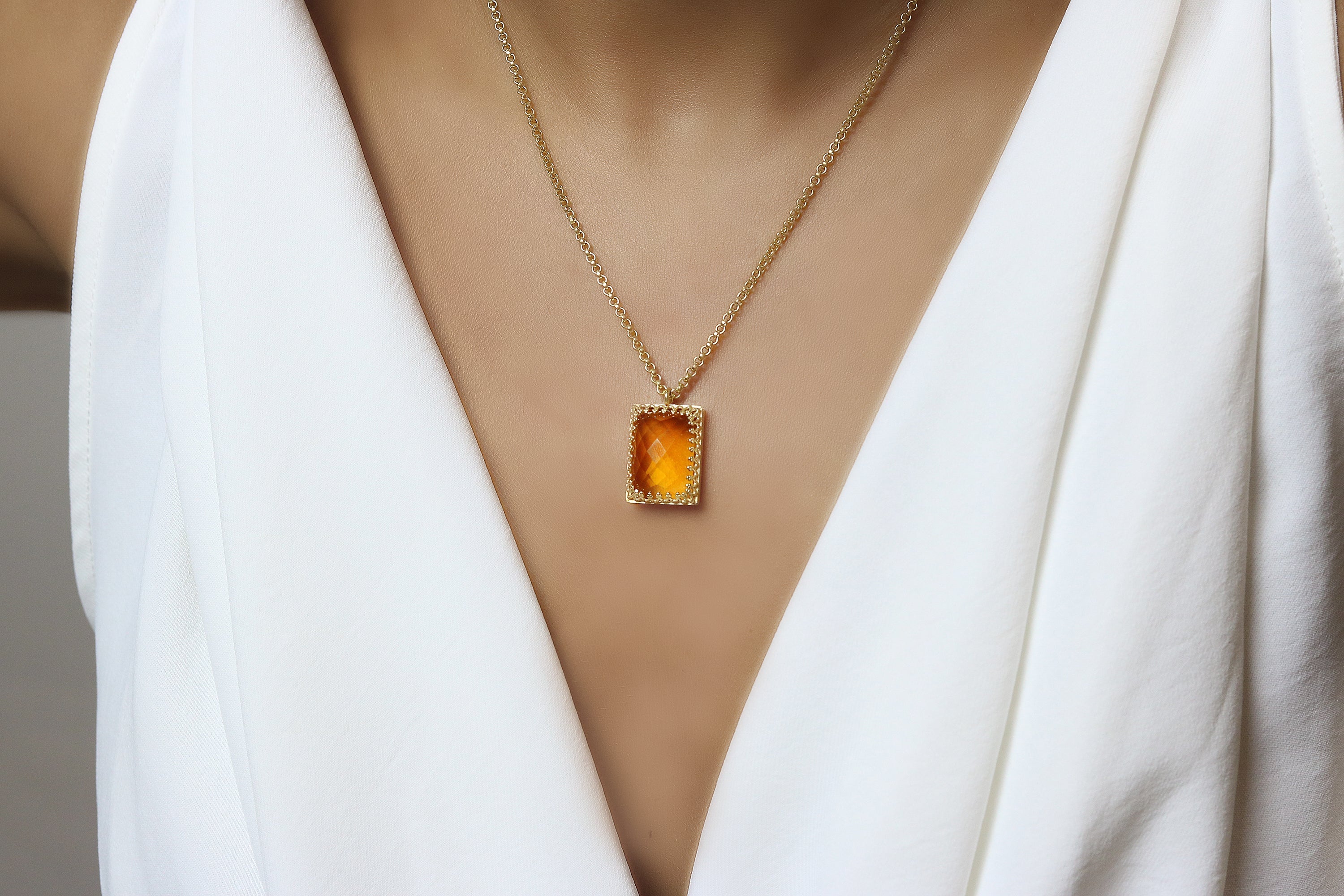 Gleaming Citrine Necklace in 14k Gold Filled necklaces Anemone Jewelry