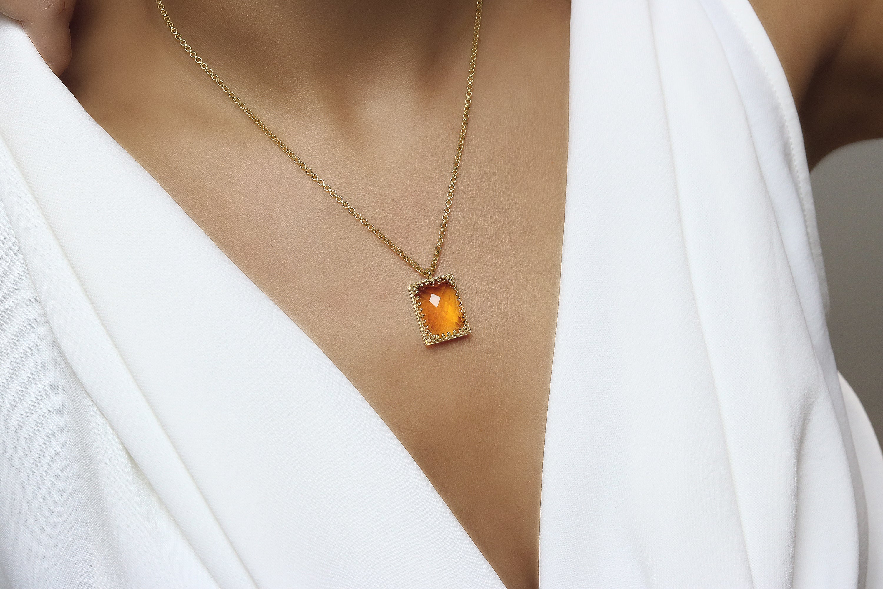 Gleaming Citrine Necklace in 14k Gold Filled necklaces Anemone Jewelry