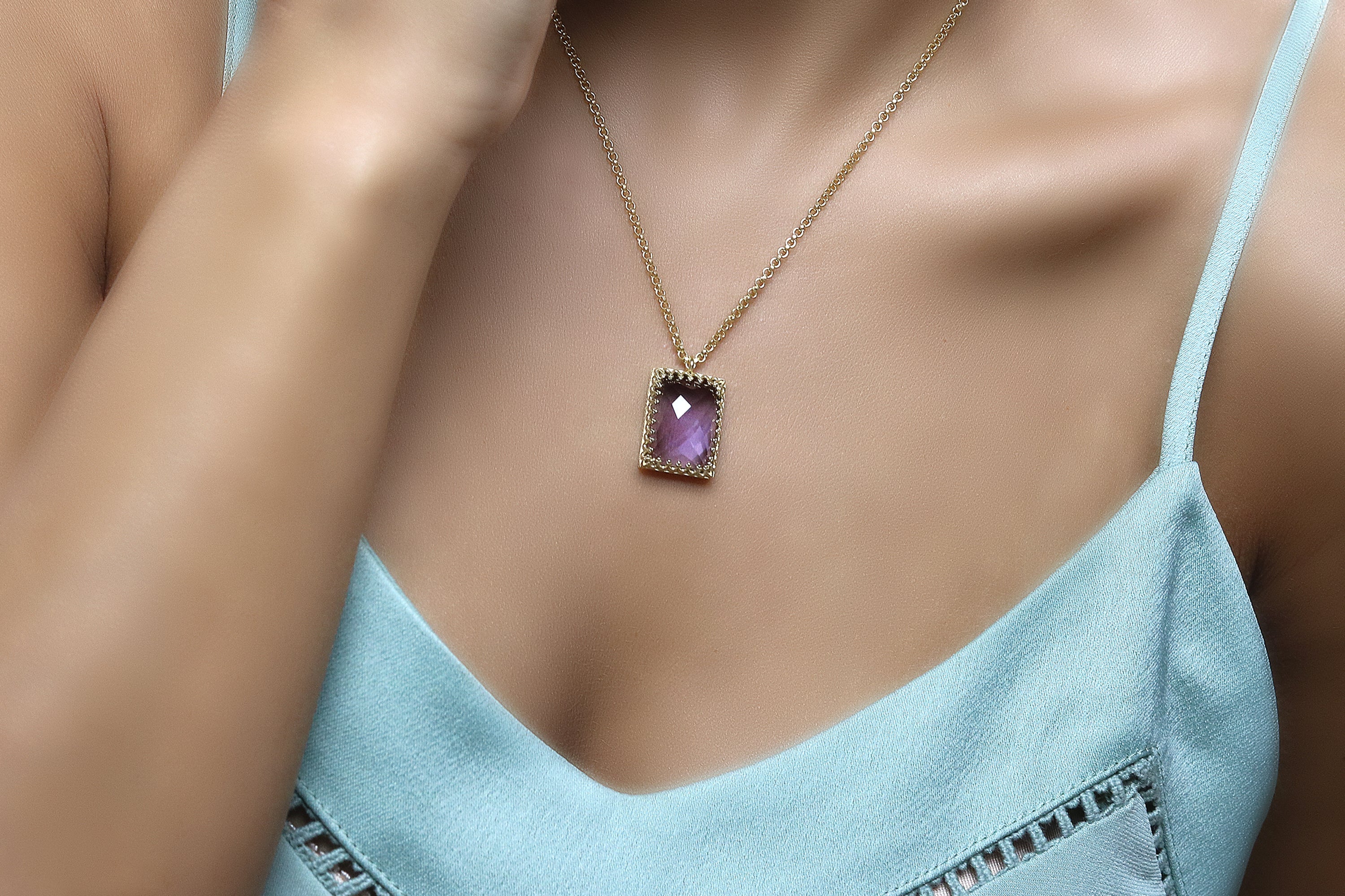 Luxurious Amethyst Necklace in 14k Gold necklaces Anemone Jewelry
