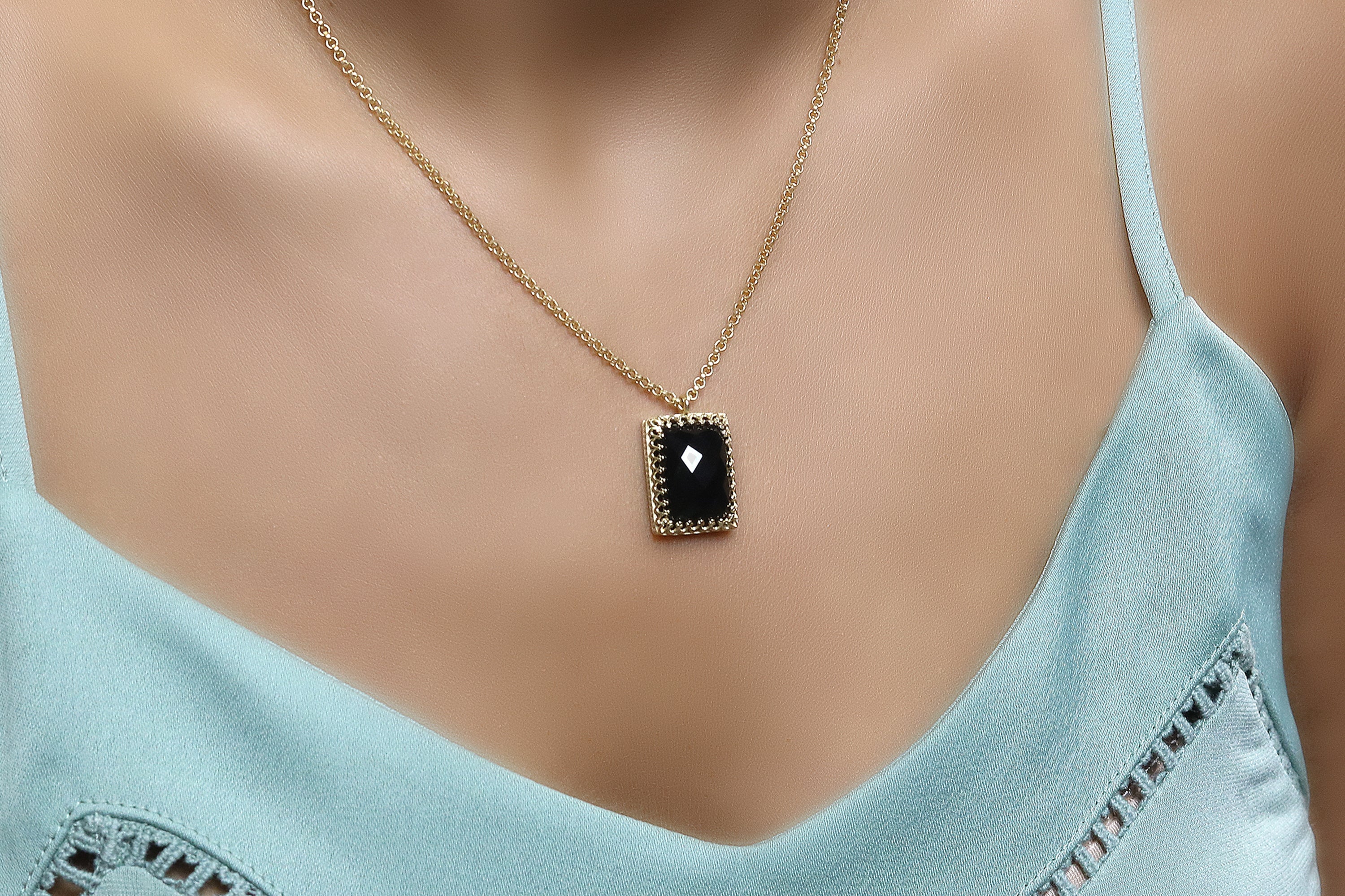 Gold Filled Bold Black Onyx Necklace necklaces Anemone Jewelry