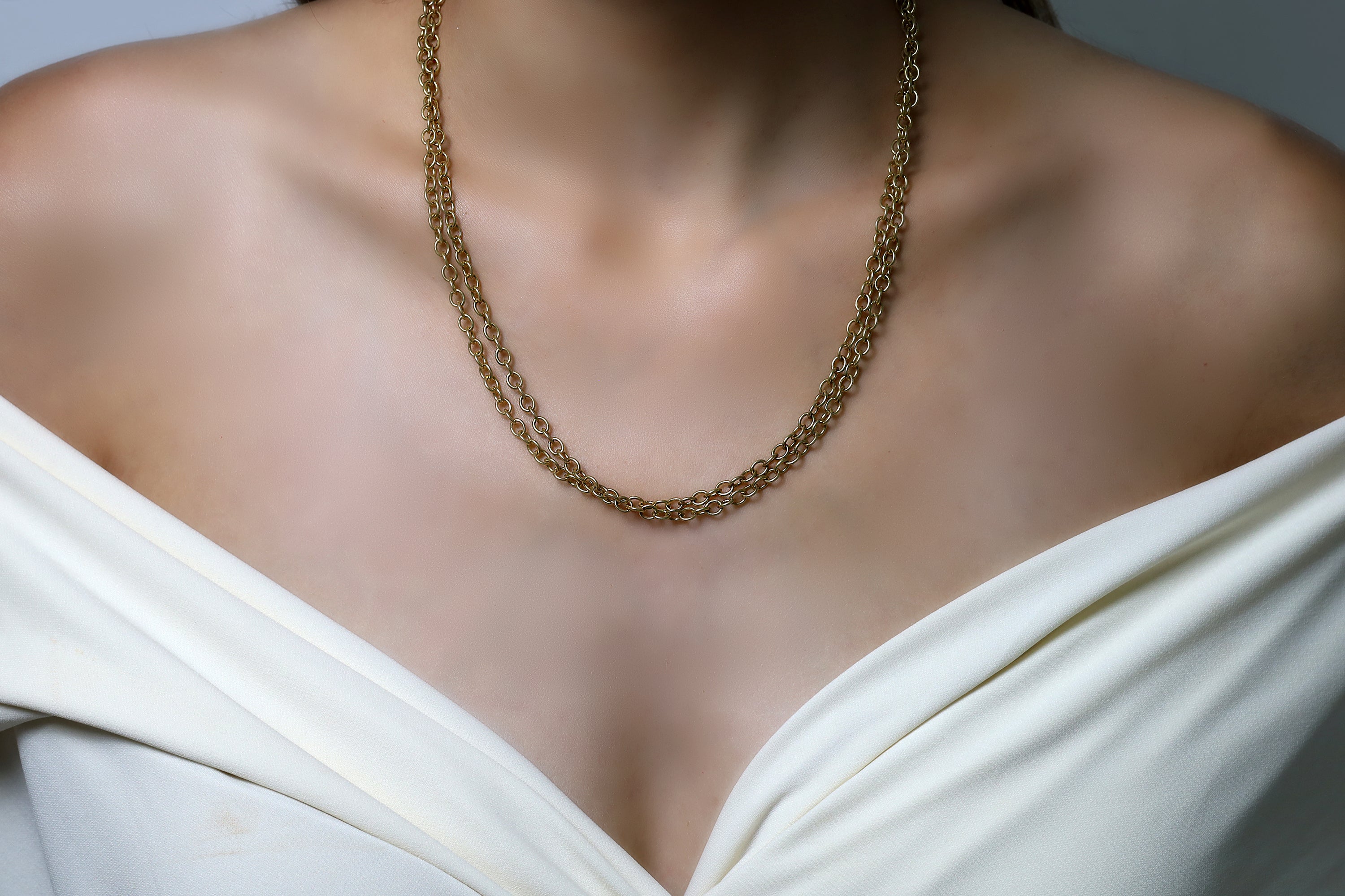 Gold two Layer Statement Link Chain Necklace necklaces Anemone Jewelry