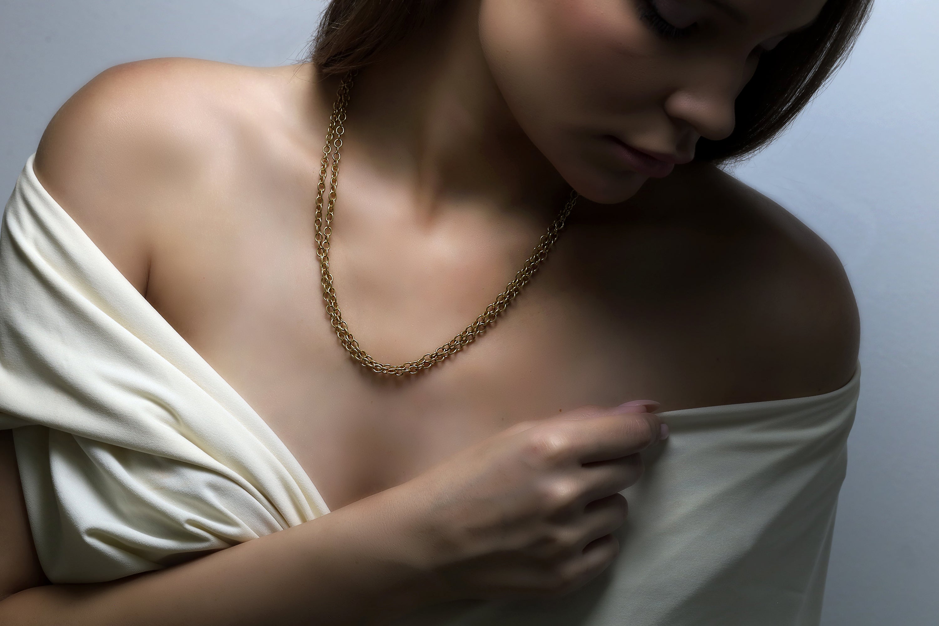 Gold two Layer Statement Link Chain Necklace necklaces Anemone Jewelry