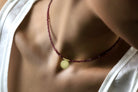 Garnet Beaded Gold Coin Necklace necklaces Anemone Unique