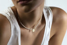 Freshwater Pearl Necklace with Brushed Gold Coin Centerpiece necklaces Anemone Unique