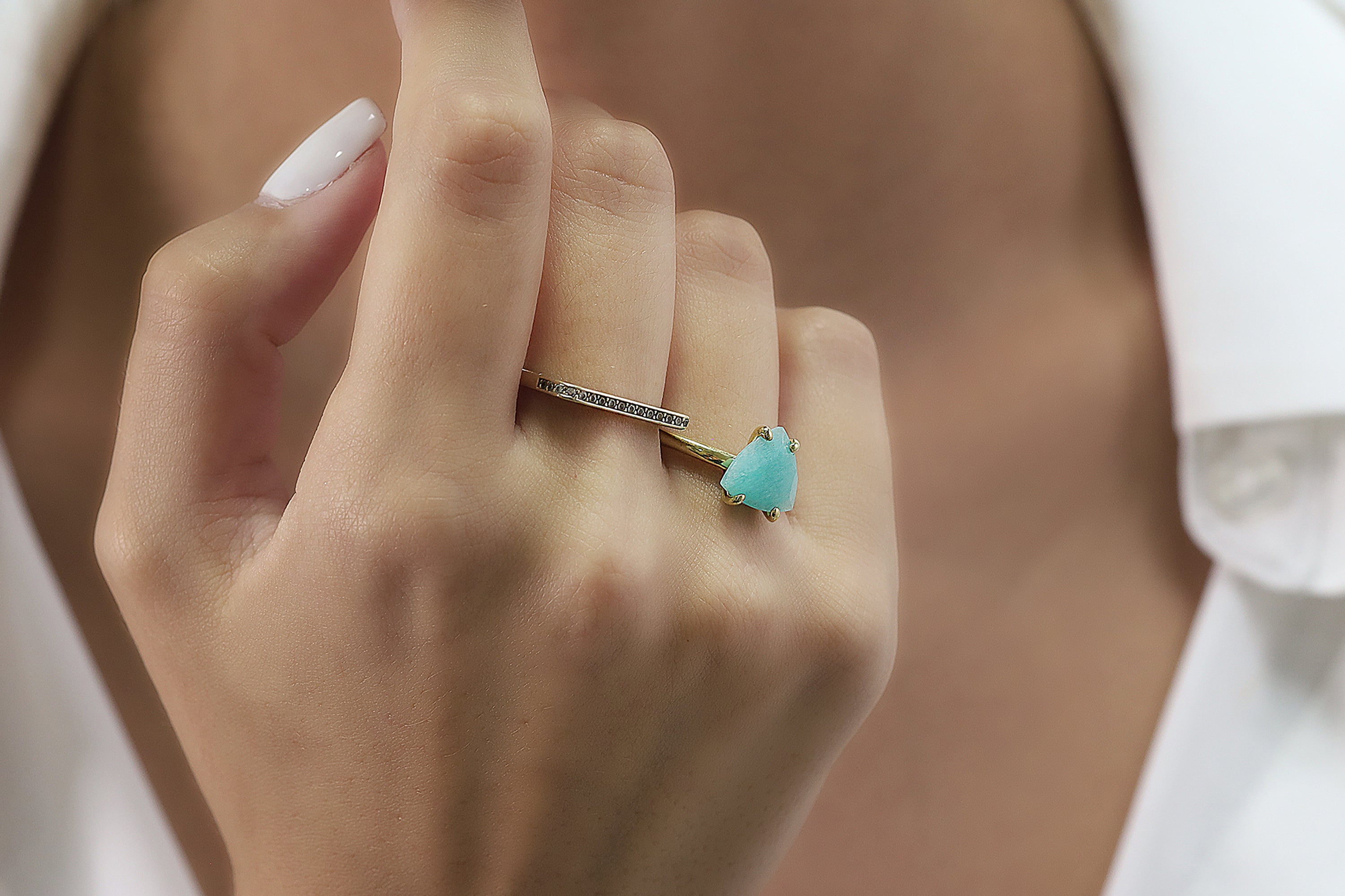 14k Gold-filled Ring with Amazonite Gemstone Rings Anemone Unique