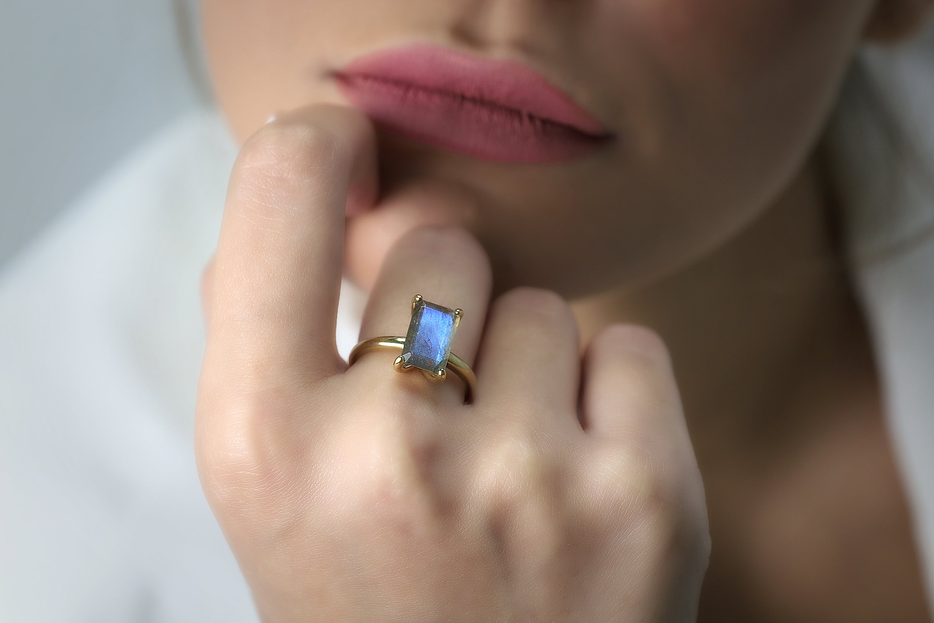 Unique Labradorite Ring in Rose Gold Rings Anemone Unique