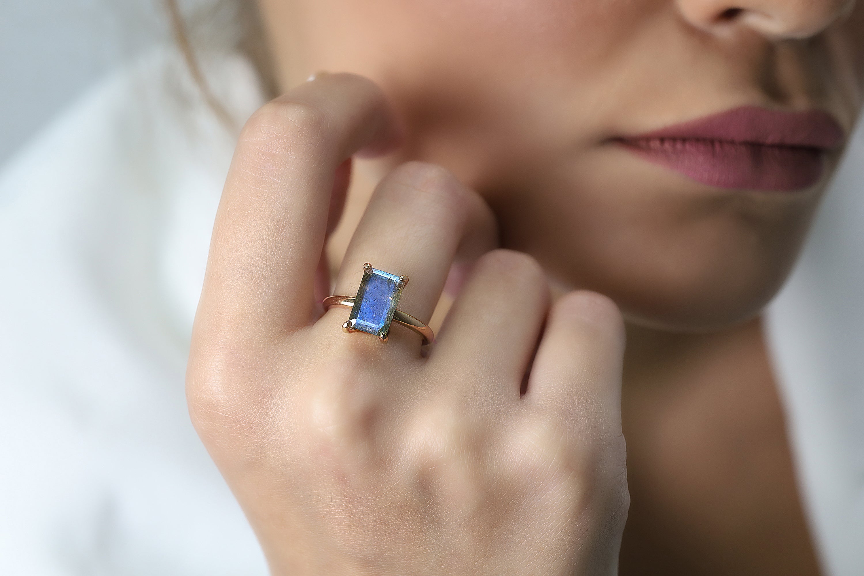 Labradorite Gemstone in 925 Silver Ring Rings Anemone Unique