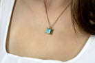Square Amazonite Necklace in Gold necklaces Anemone Unique