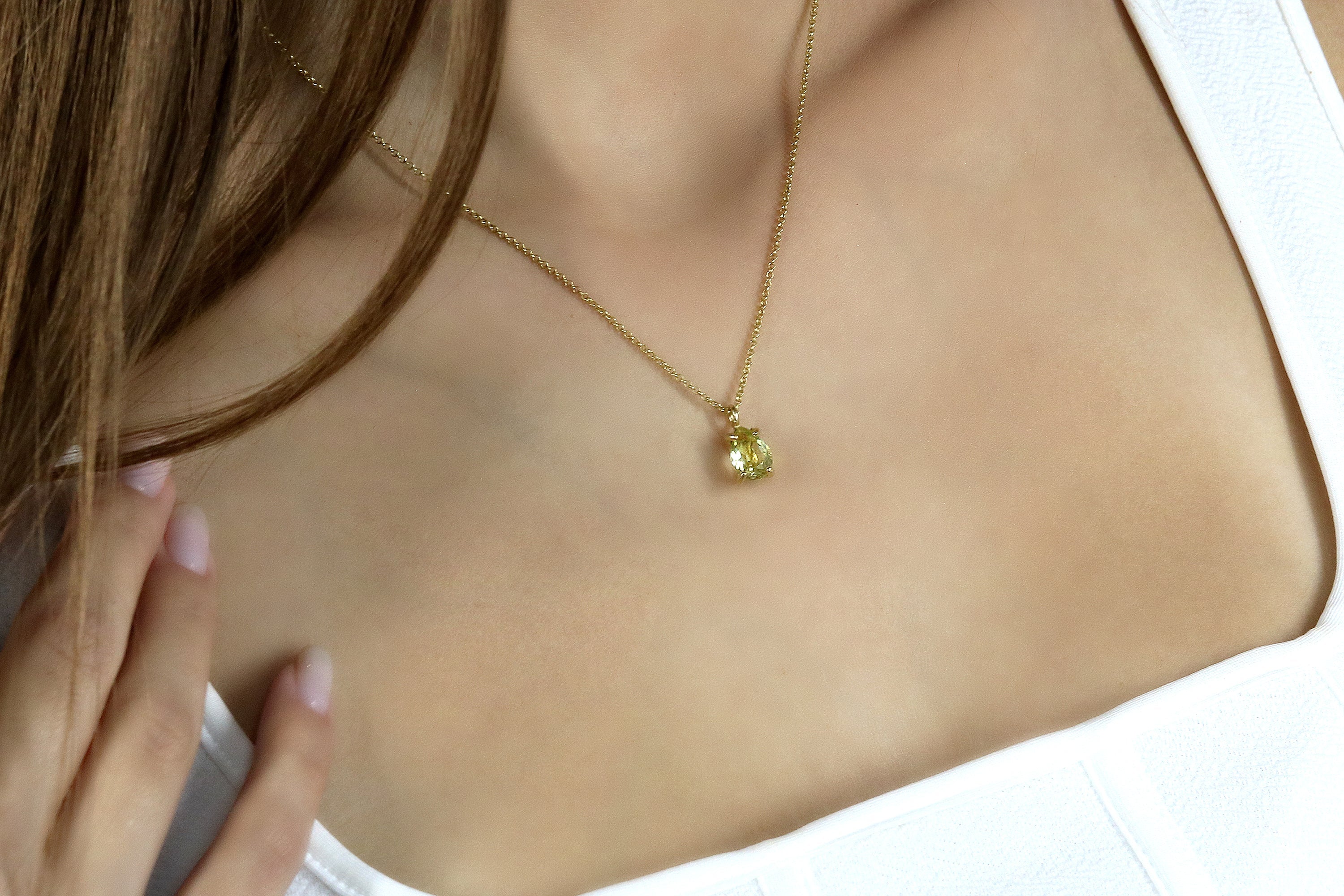 Pear Lemon Quartz Dainty Gold Necklace necklaces Anemone Unique