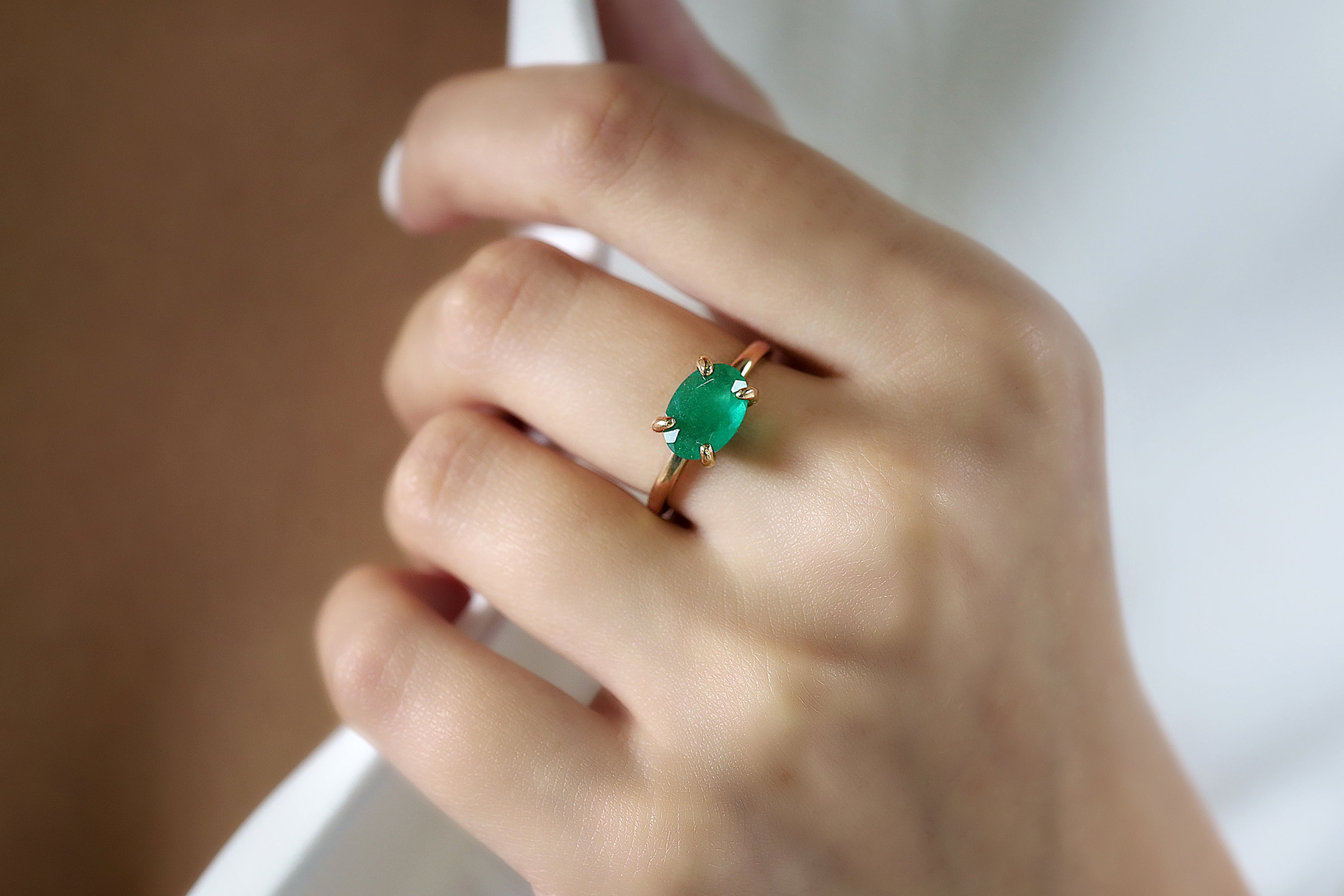 Green Onyx Ring in 14k Rose Gold Rings Anemone Unique