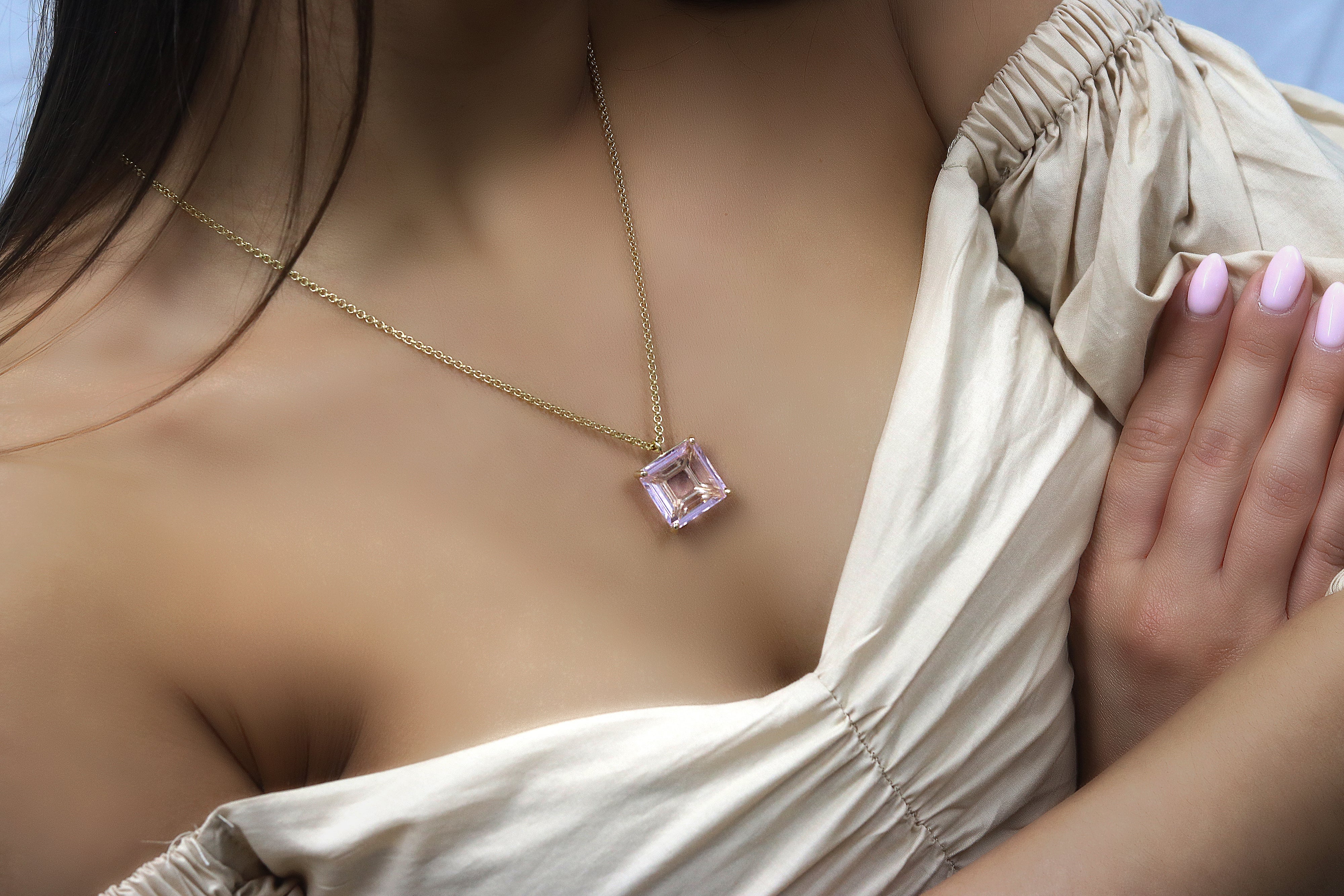 Silver Rose Quartz Statement Necklace necklaces Anemone Jewelry