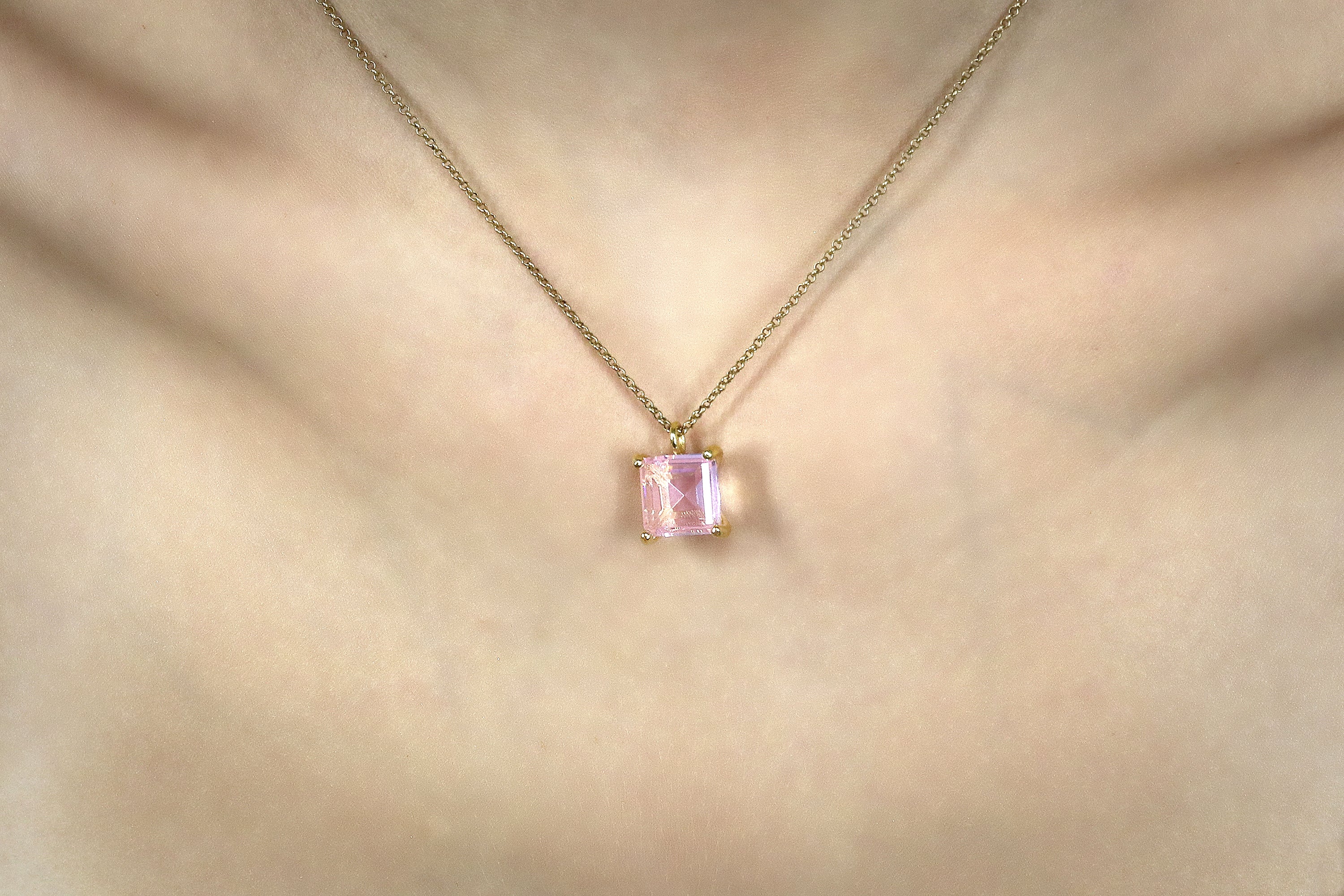Fab Gold Rose Quartz Necklace necklaces Anemone Unique