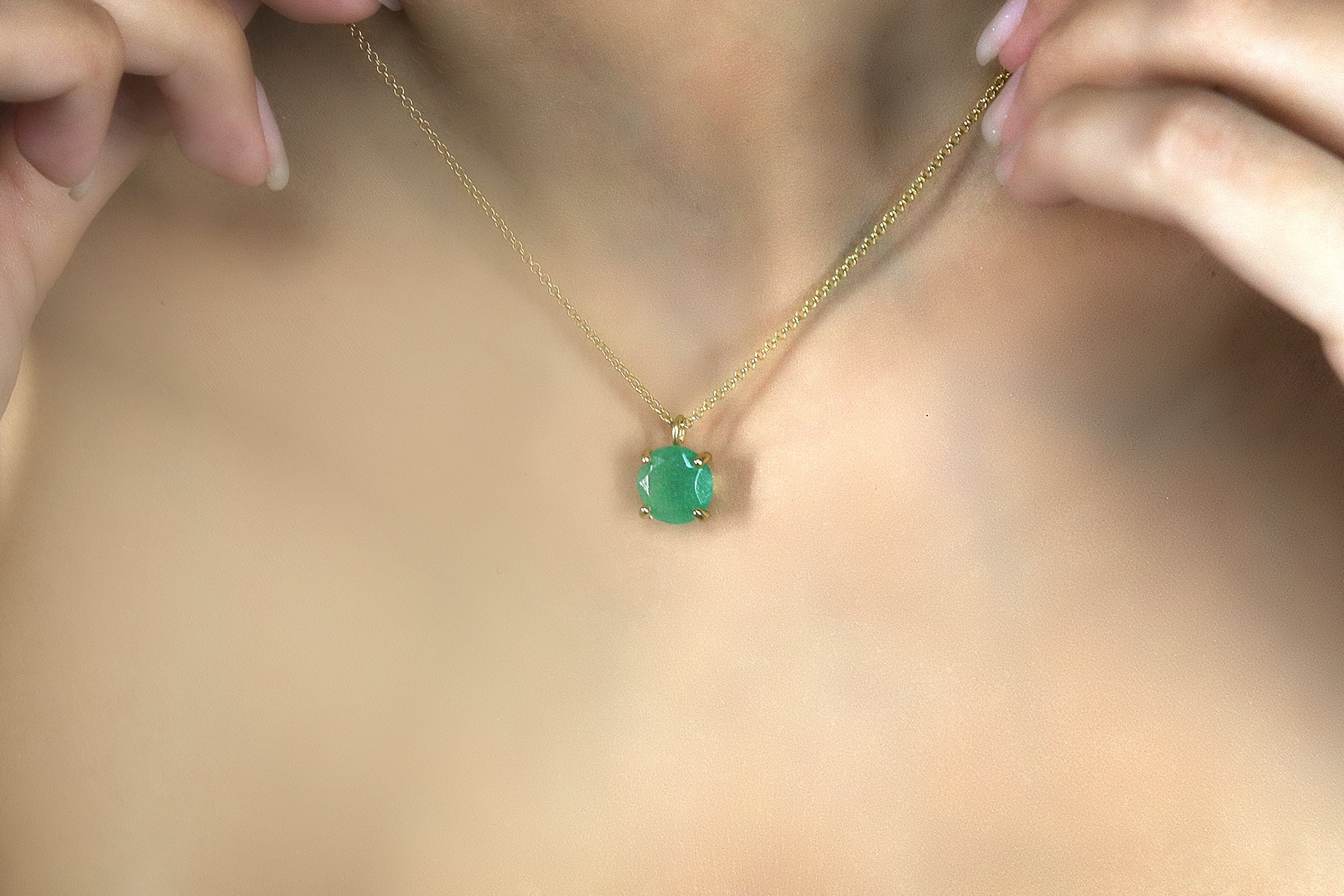 Aventurine Stone Gold Pendant Necklace necklaces Anemone Unique