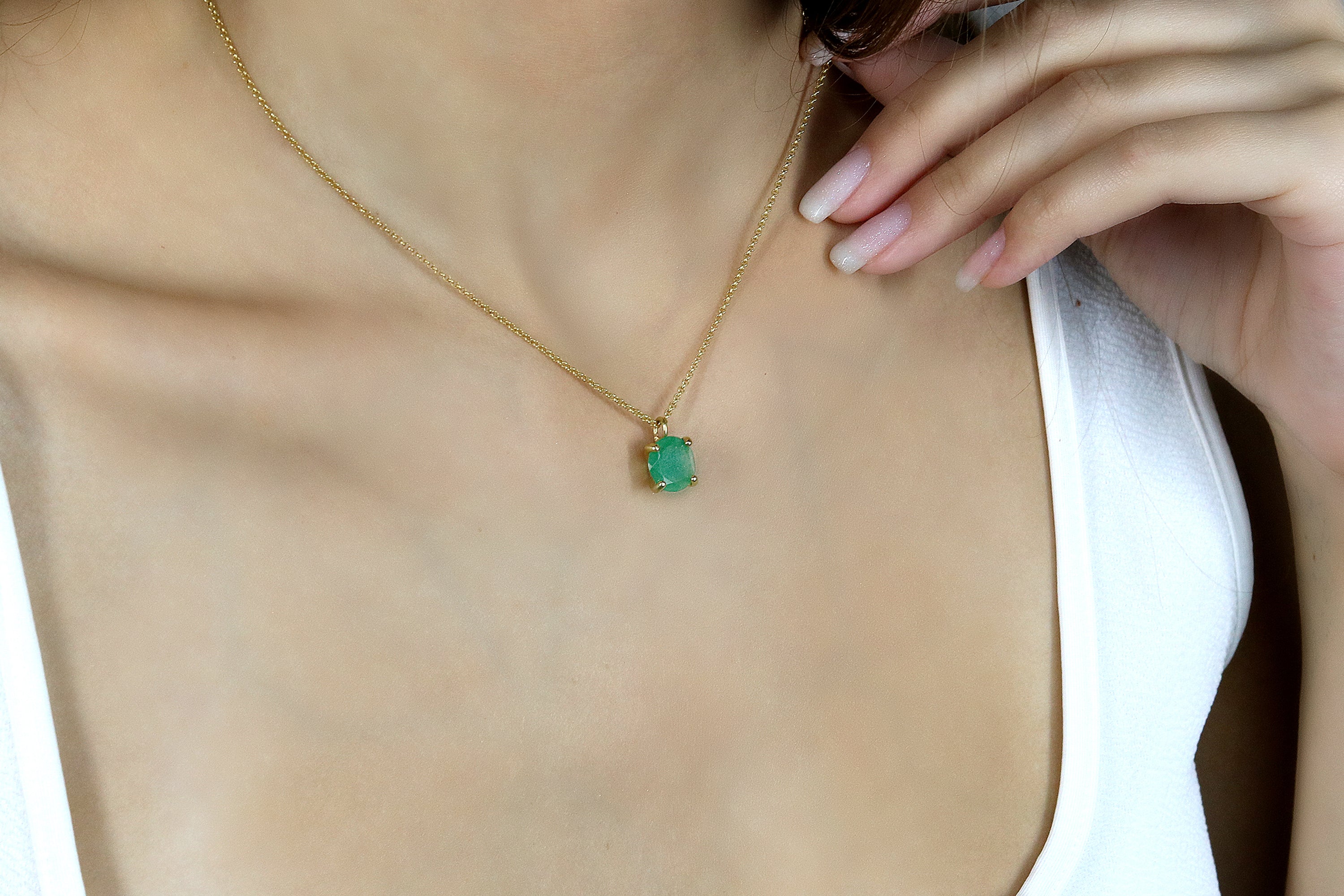 Aventurine Stone Gold Pendant Necklace necklaces Anemone Unique