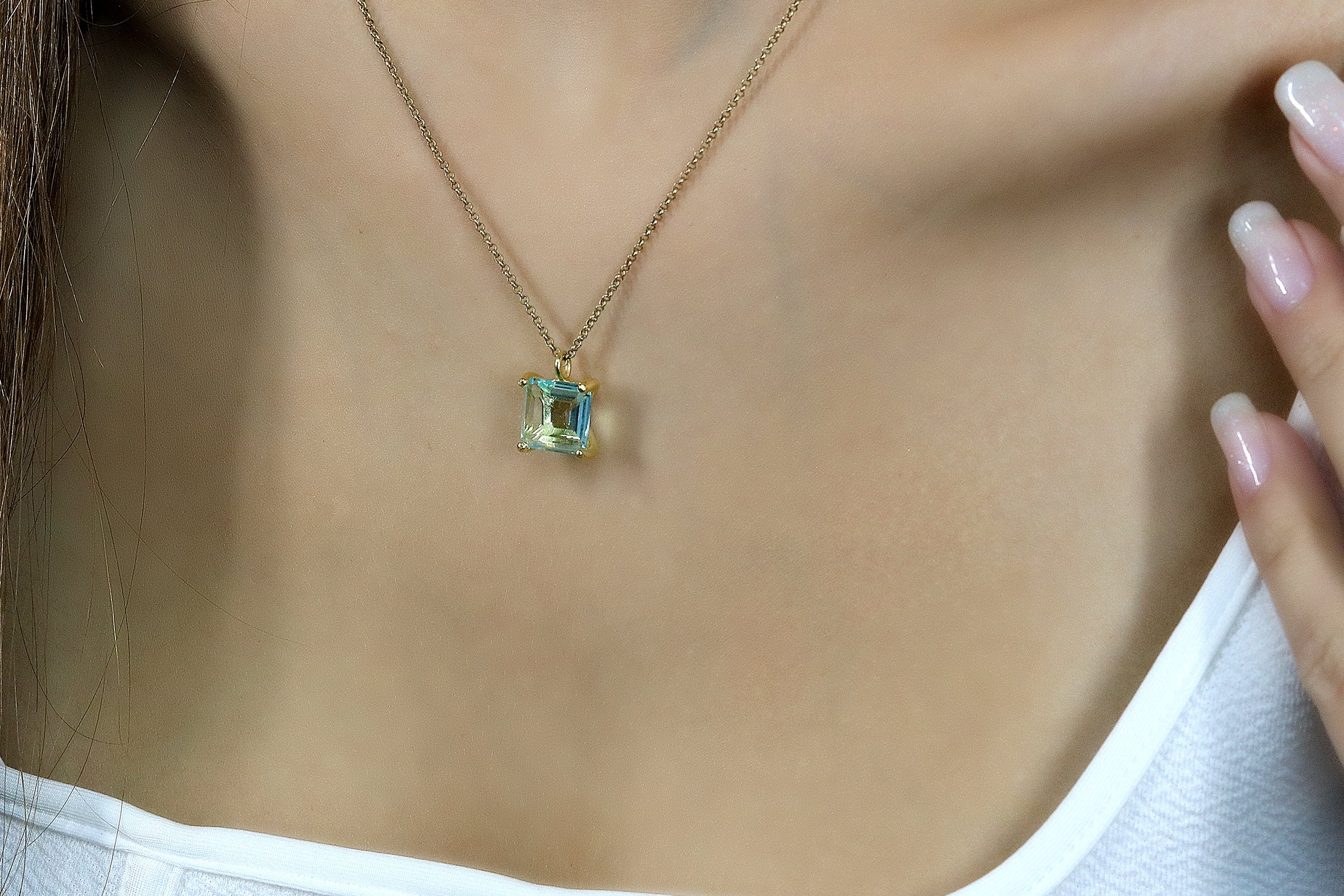 Sparkly Gold Blue Topaz Necklace necklaces Anemone Unique