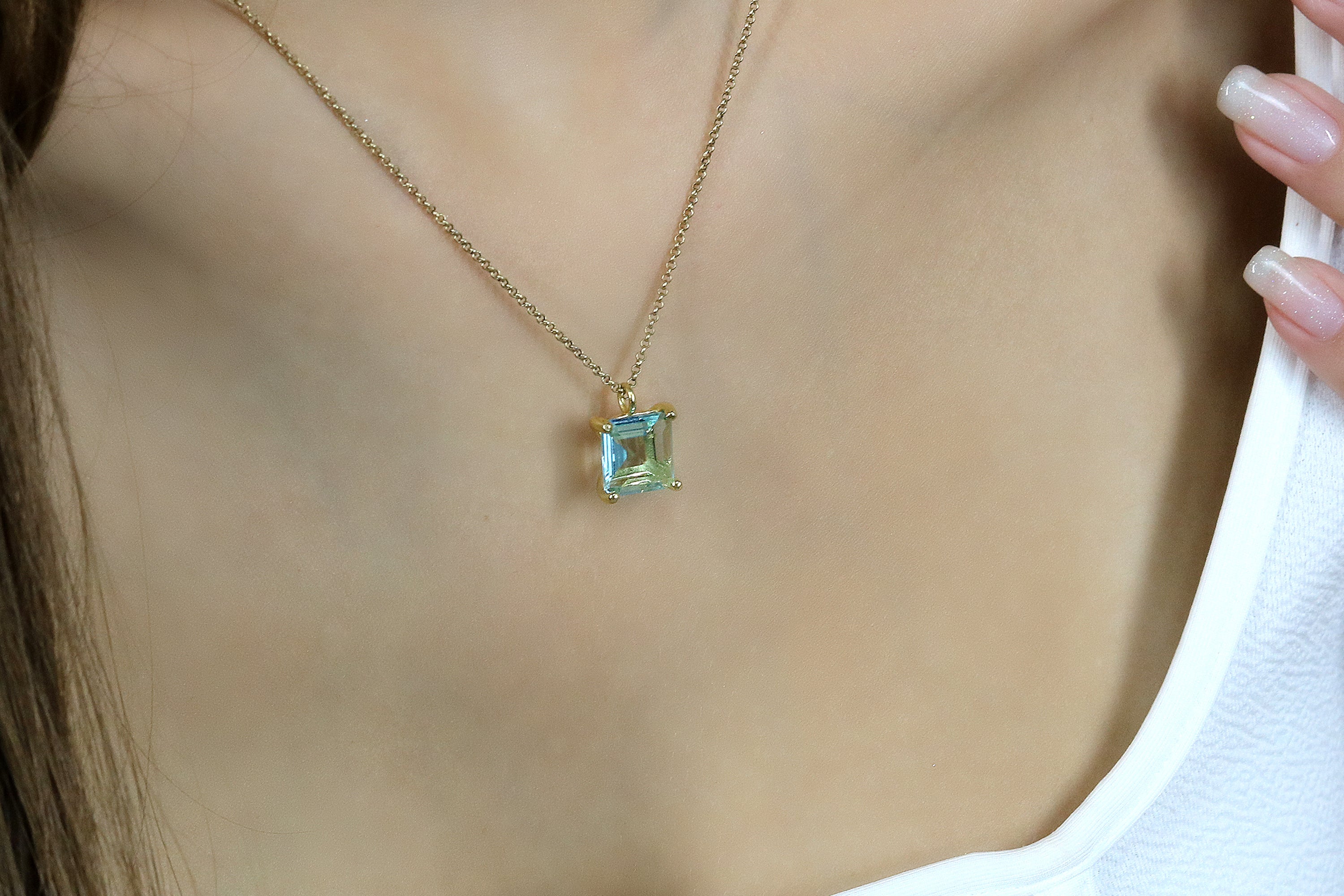 Sparkly Gold Blue Topaz Necklace necklaces Anemone Unique