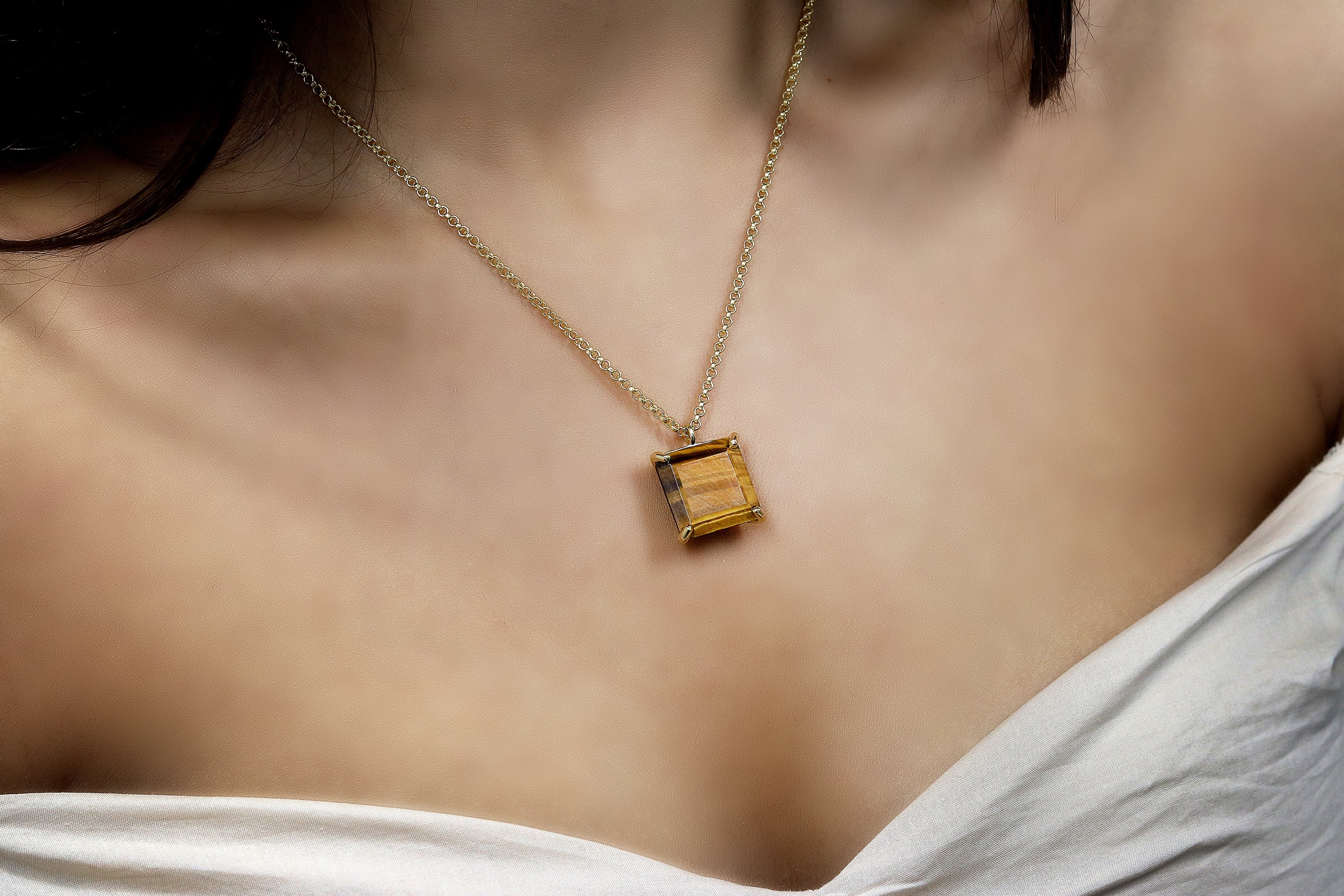 Natural Tiger Eye Necklace in 14k Gold Filled necklaces Anemone Jewelry