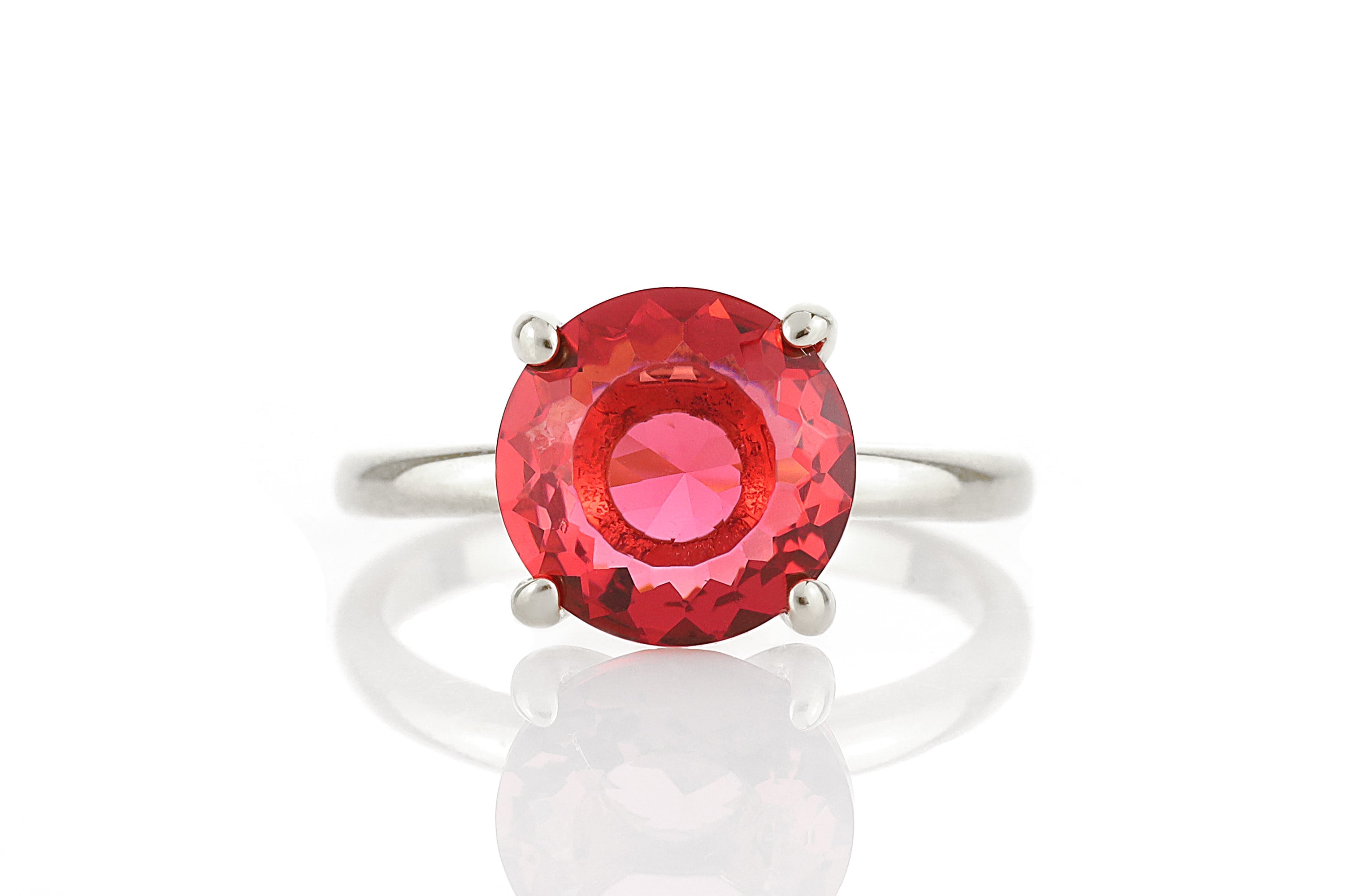 Pink Tourmaline Sterling Silver Round Gemstone Ring Rings Anemone Unique