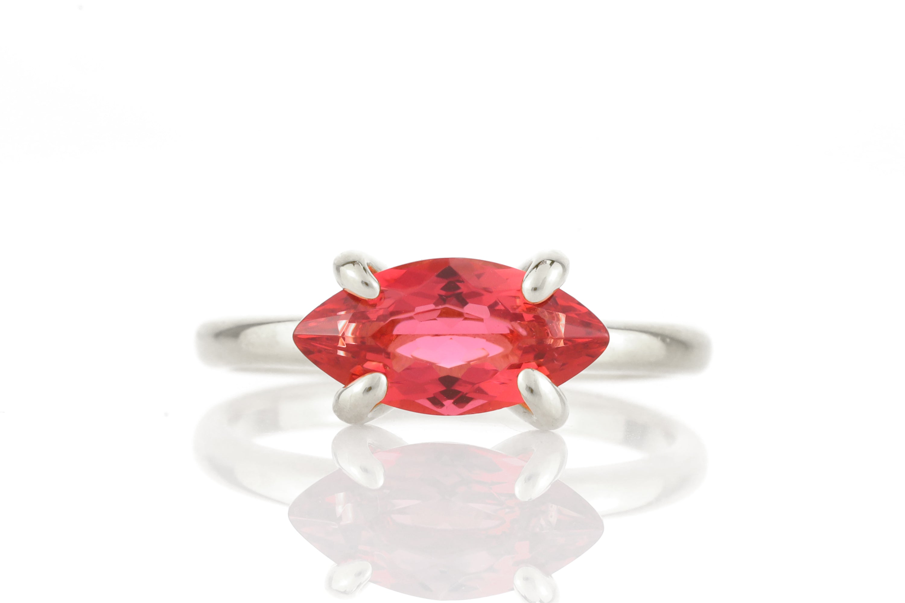 Sterling Silver Marquise Cut Pink Tourmaline Ring Rings Anemone Unique