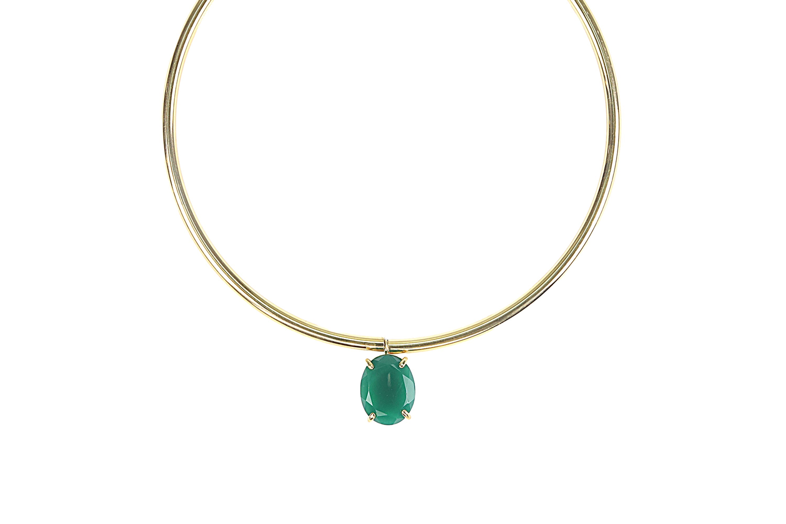 14k Gold Tribal Green Onyx Pendant Necklace necklaces Anemone Jewelry