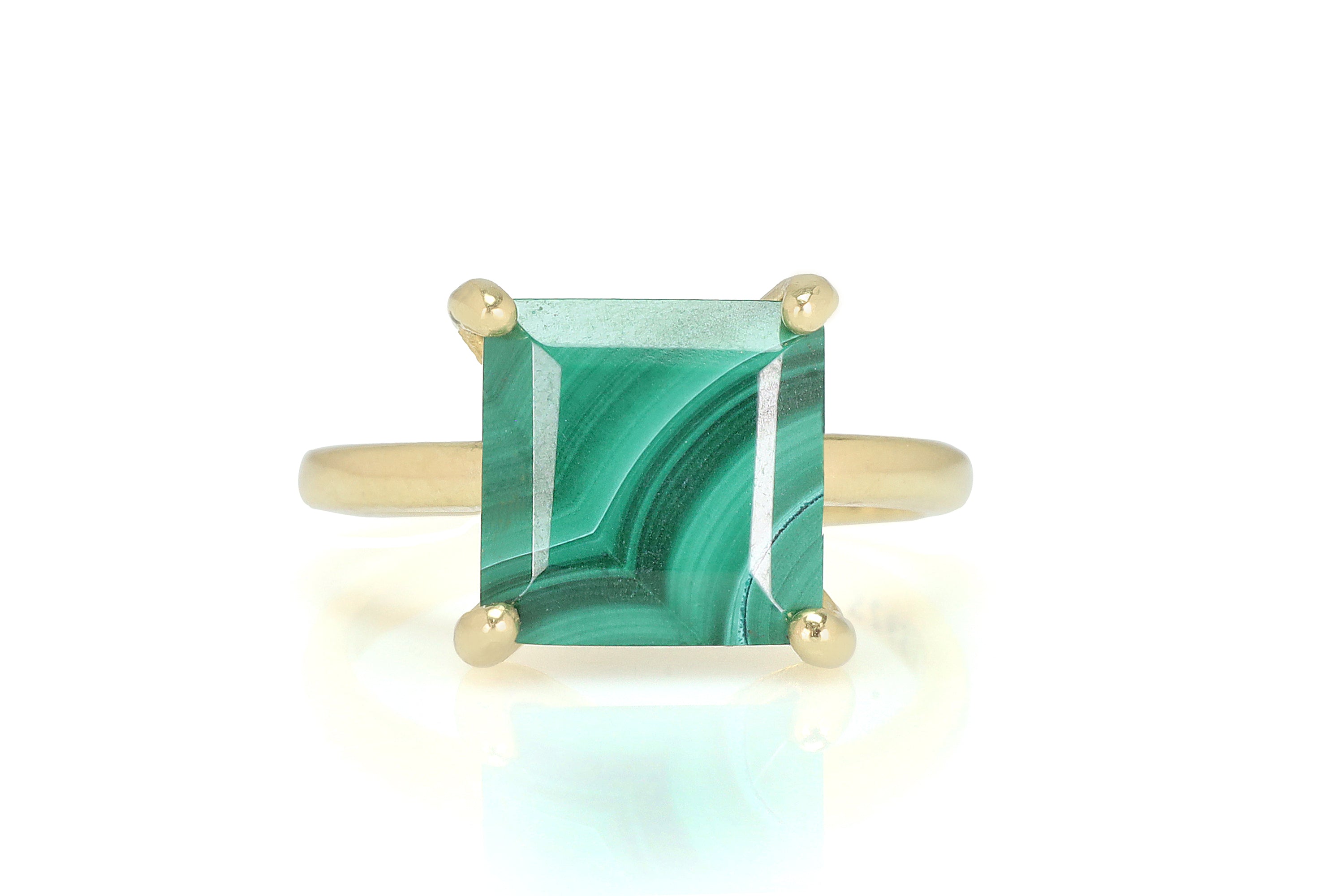 Amazing Malachite Stone Gold Filled Ring Rings Anemone Unique