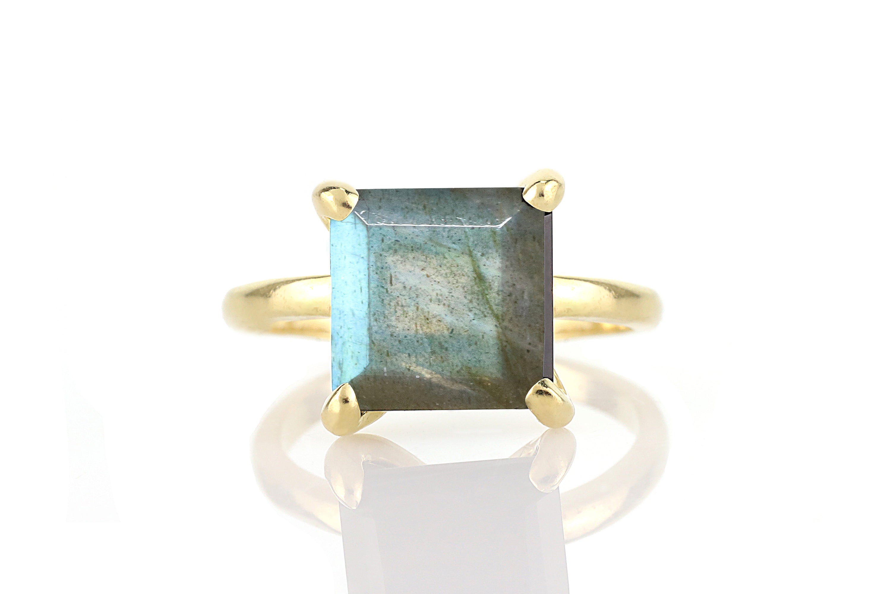Luminescent Labradorite Stone Gold Ring Rings Anemone Unique
