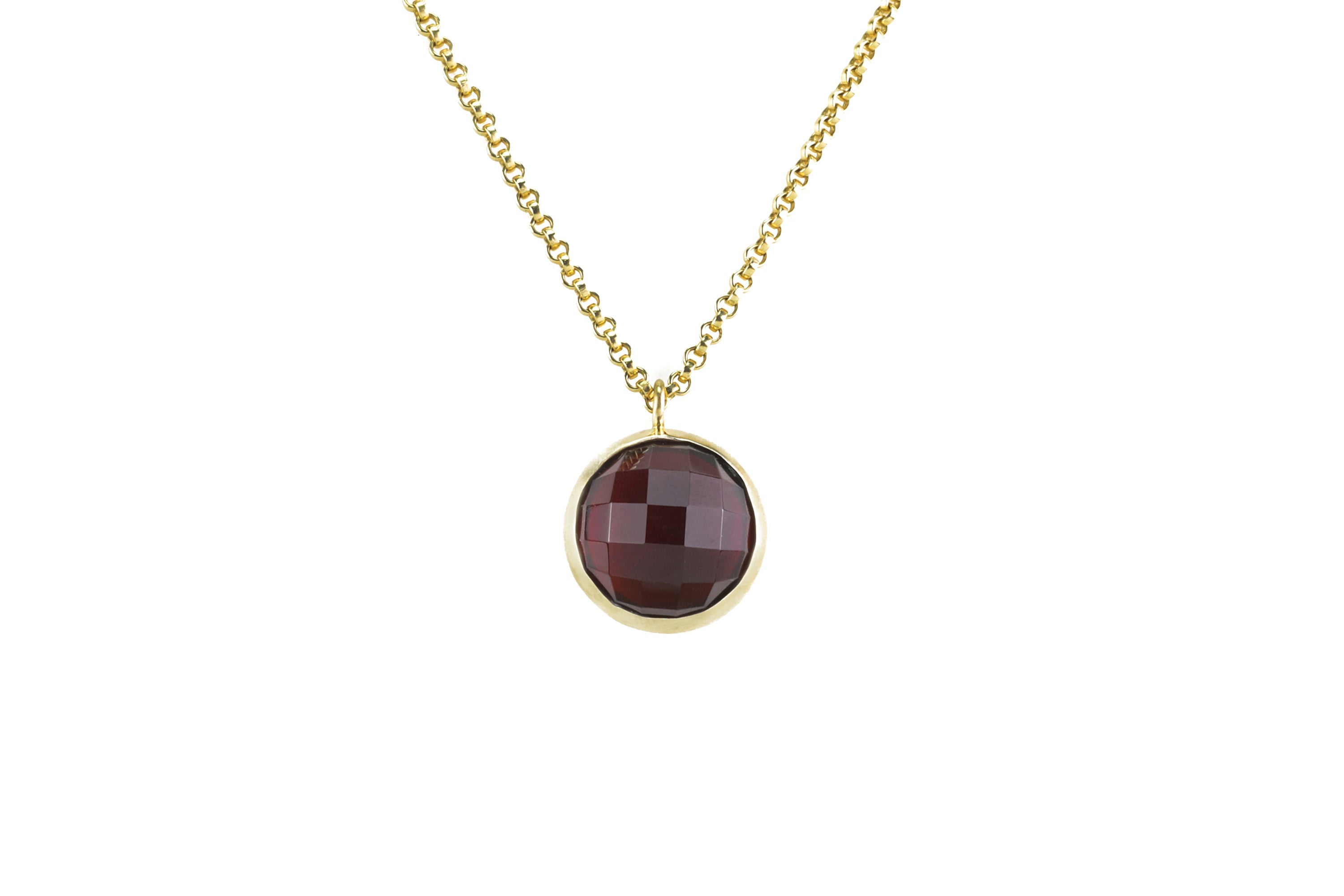 Garnet Bezel Pendant Gold Necklace necklaces Anemone Limited