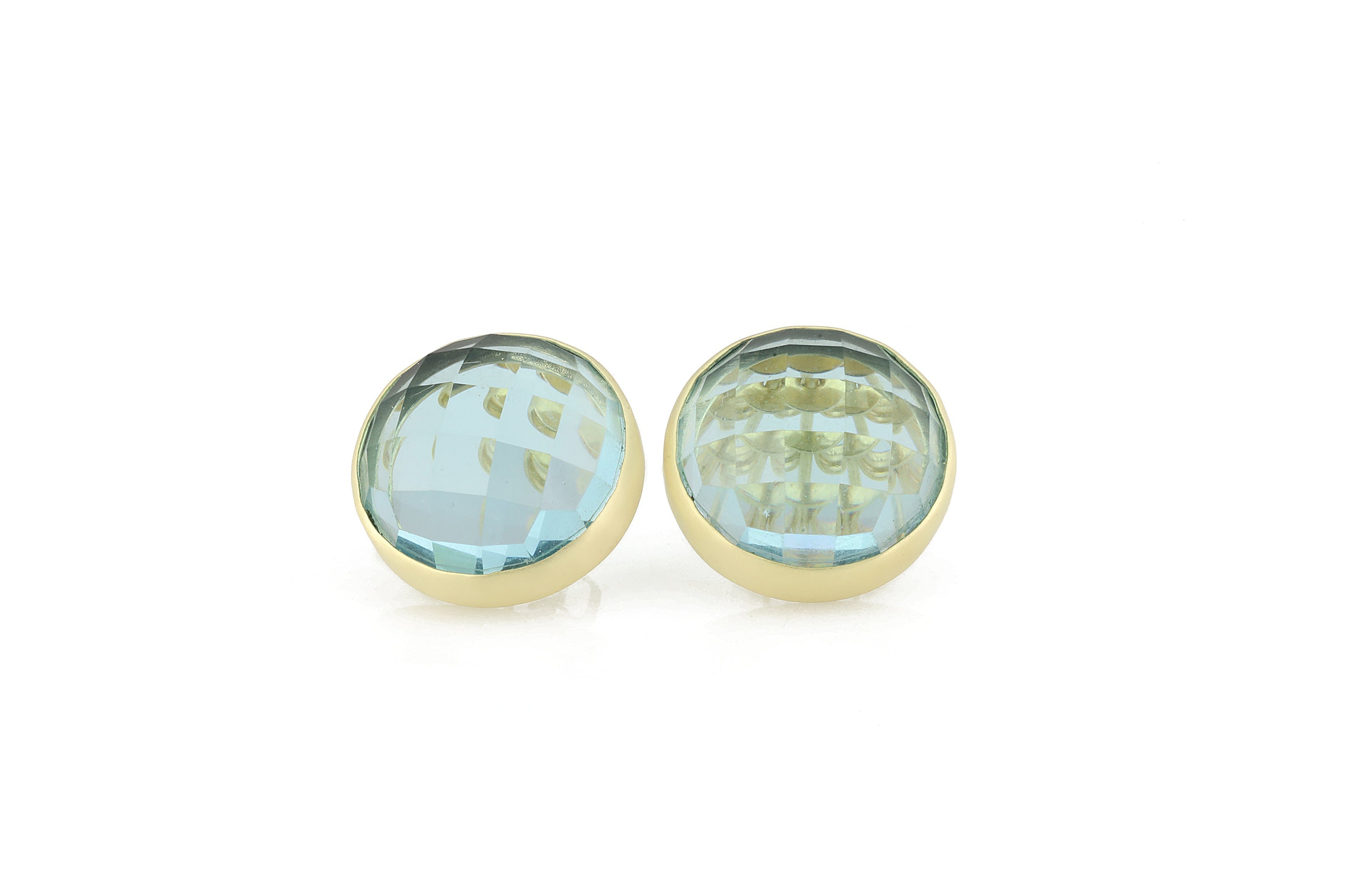 Blue Topaz Gold Bezel Earrings Earrings Anemone Limited