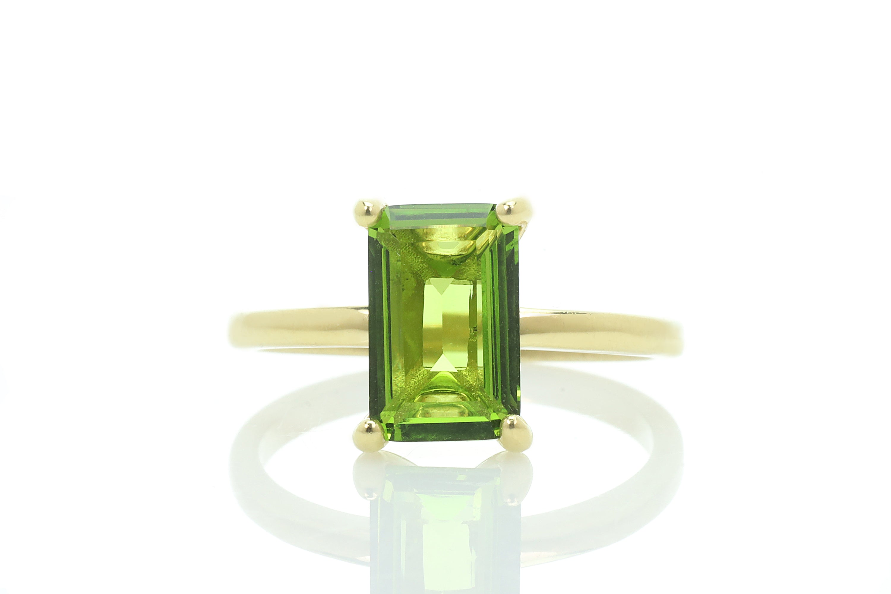14K Gold Peridot Rectangle Gemstone Ring Rings Anemone Unique
